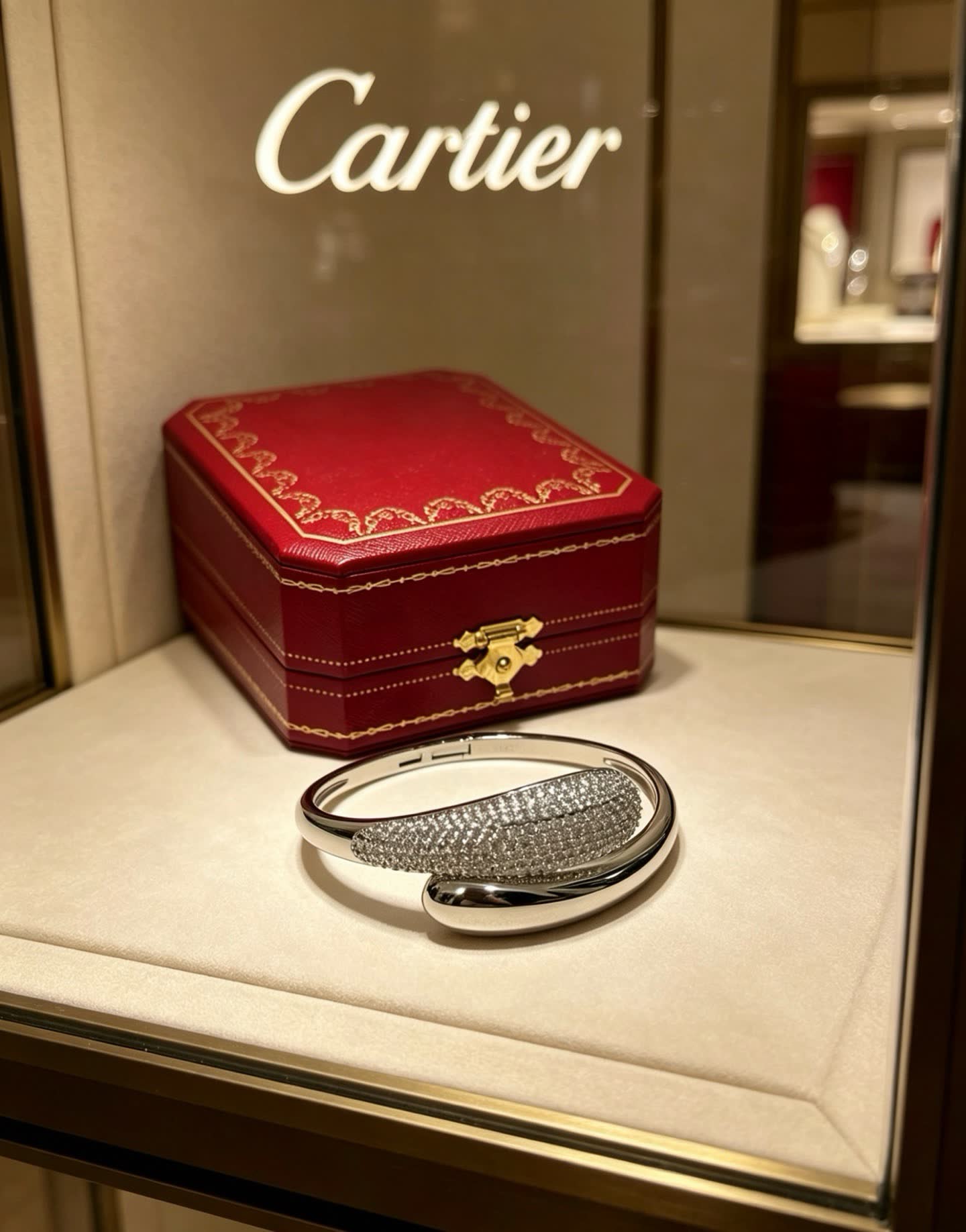 Cartier Elegant Silver Diamond Bangle Bracelet
