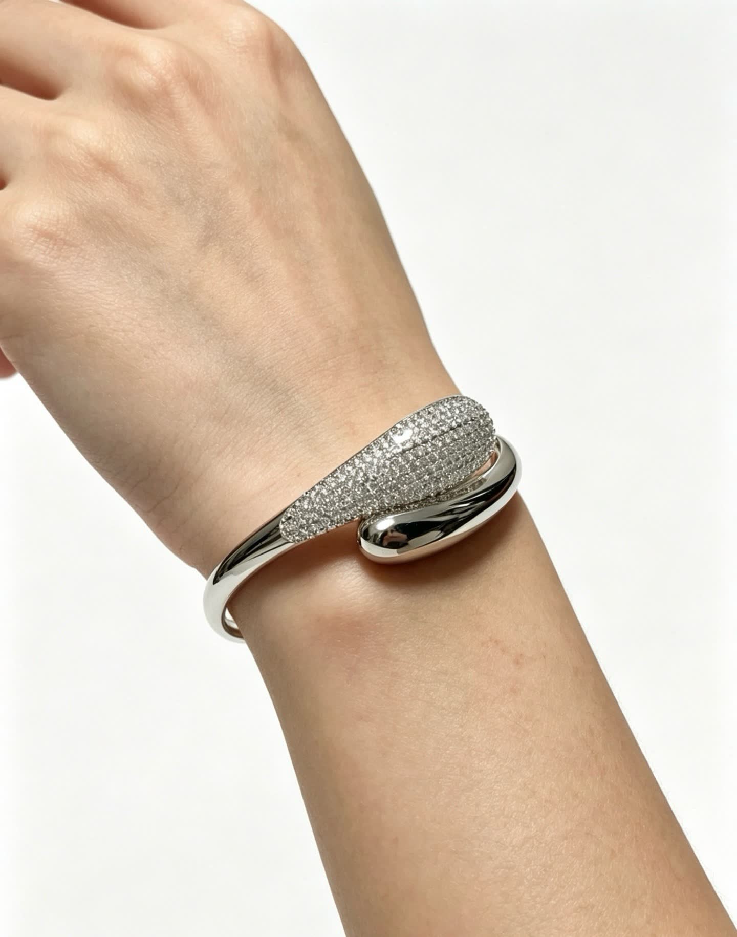 Cartier Elegant Silver Diamond Bangle Bracelet
