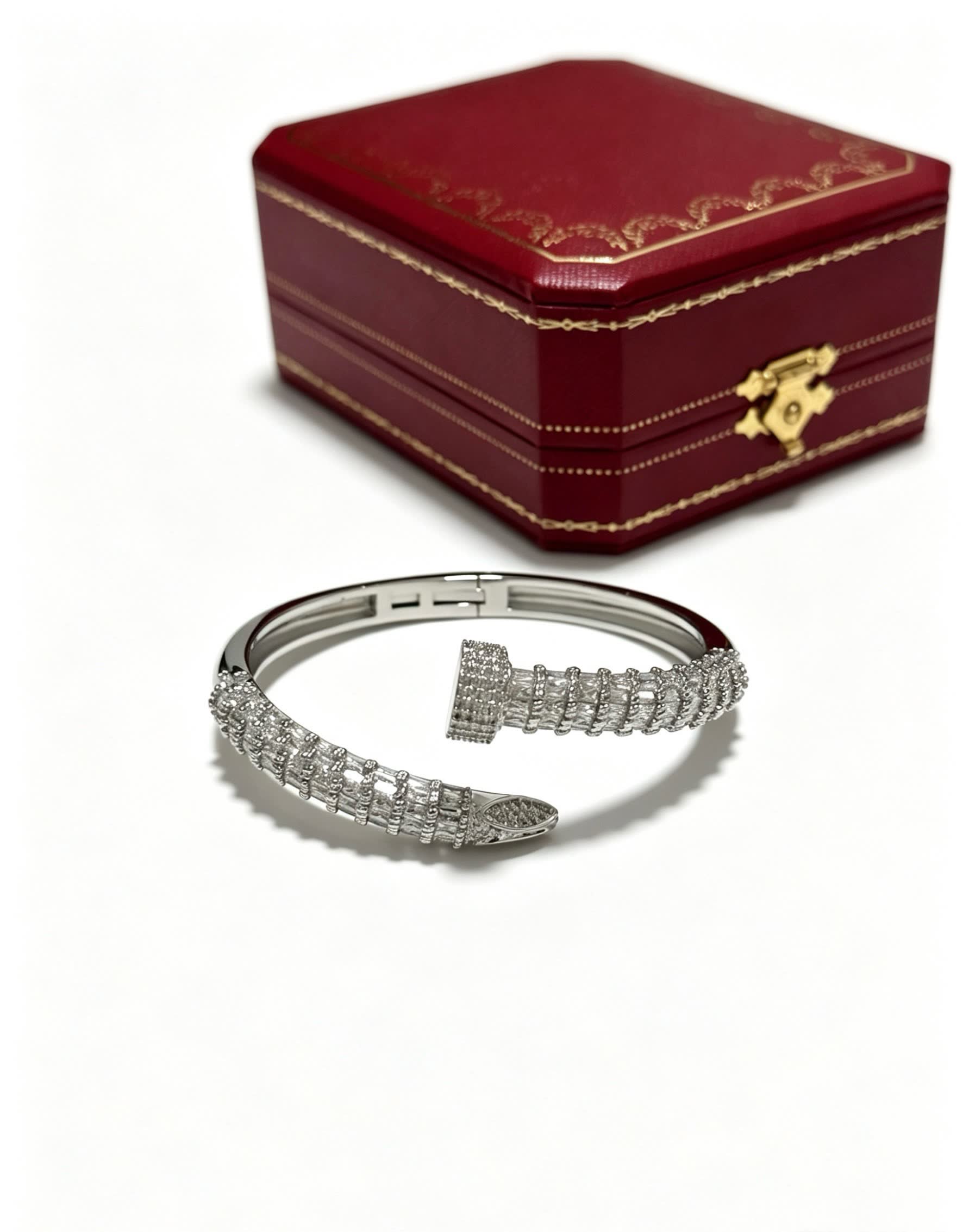 Cartier Luxury Silver Diamond Bangle Bracelet Cartier Luxury Silver Diamond Bangle Bracelet