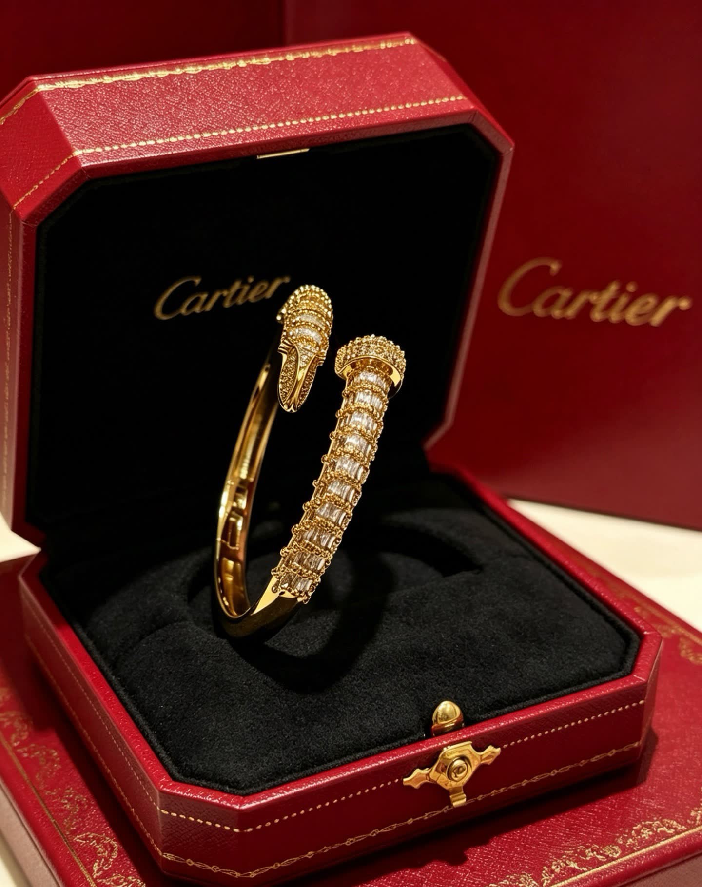 Cartier Elegant Gold and Diamond Bangle Bracelet