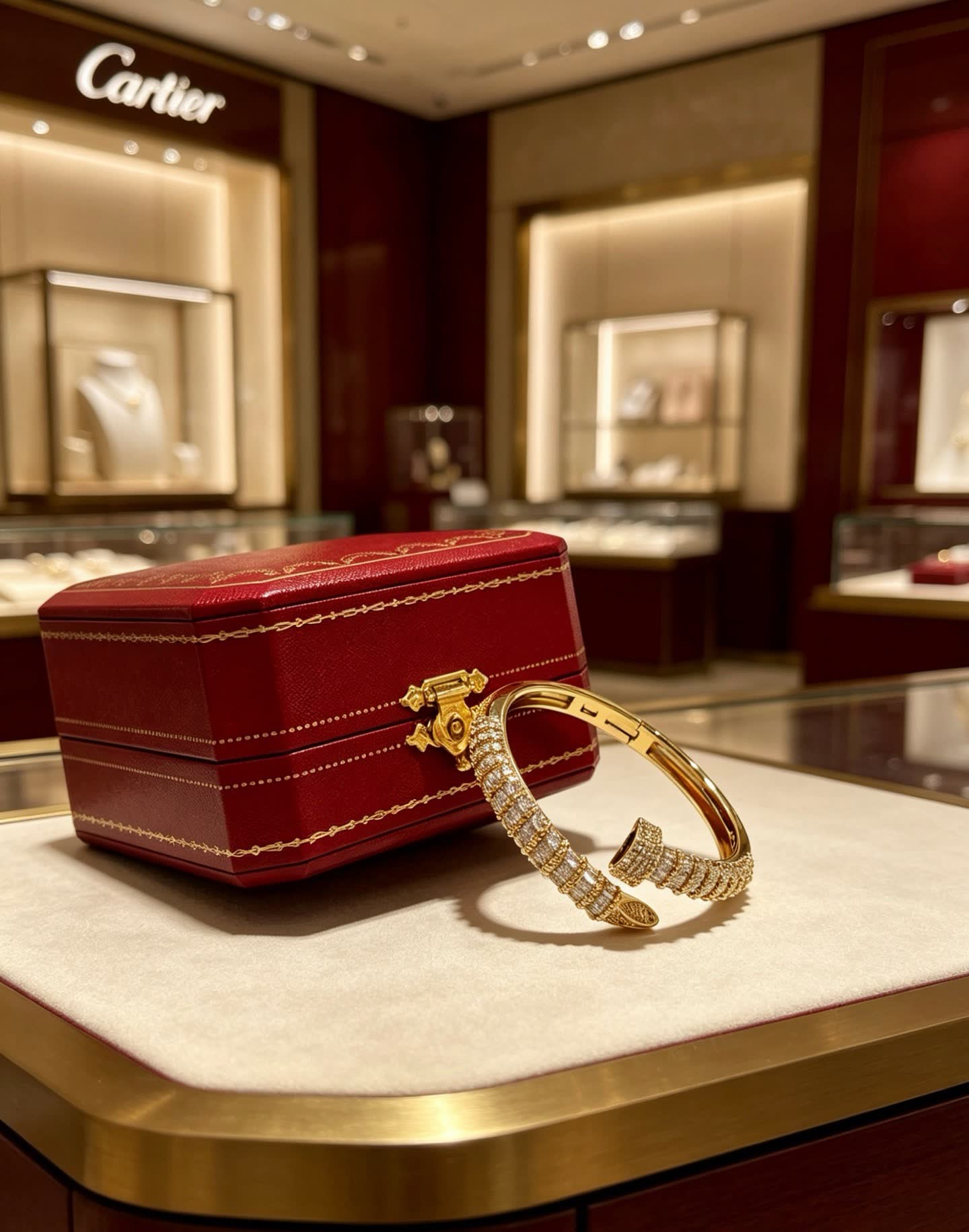 Cartier Elegant Gold and Diamond Bangle Bracelet