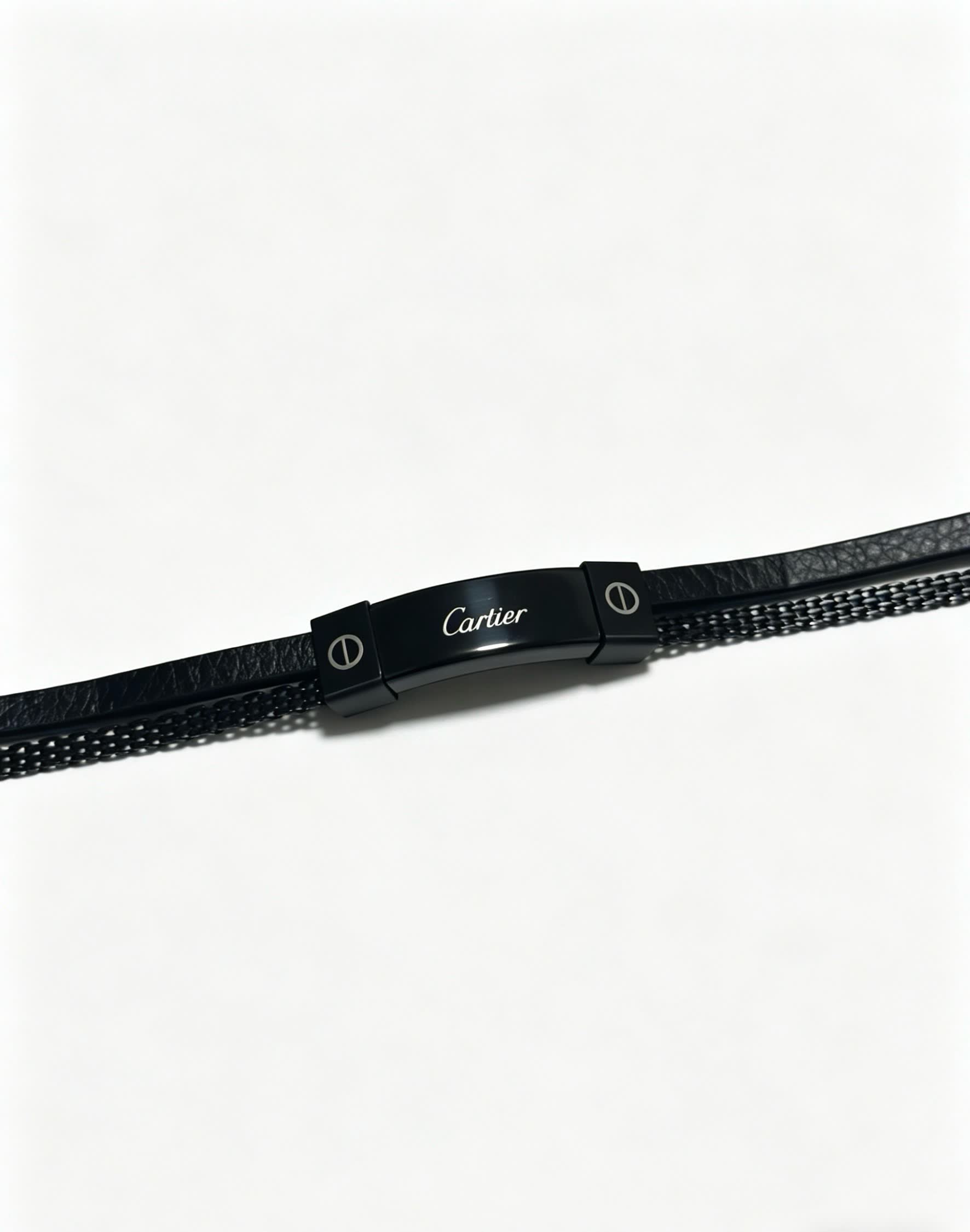 Cartier Black Rubber and Steel Bracelet