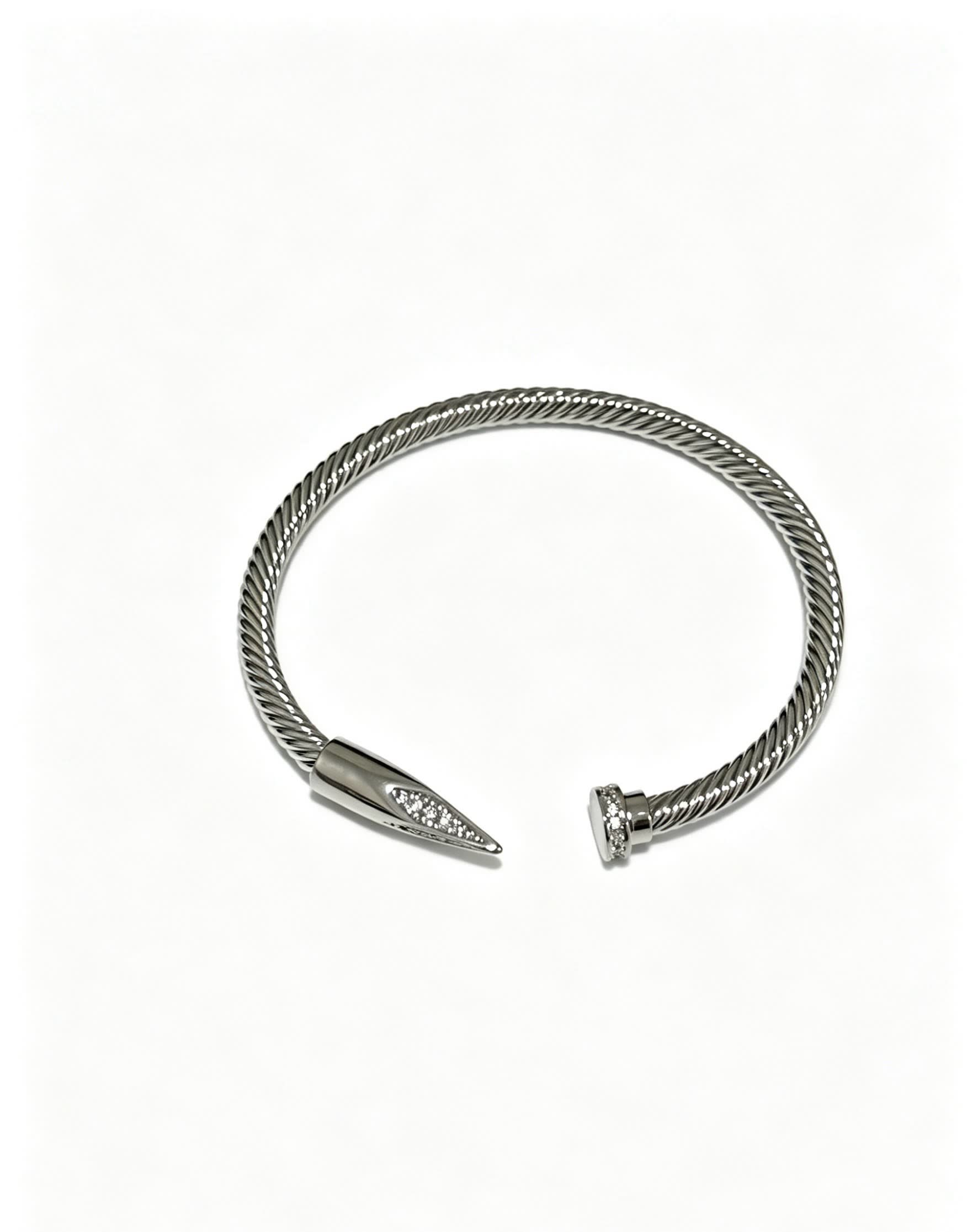 Cartier Silver Diamond-Encrusted Cuff Bracelet Cartier Silver Diamond-Encrusted Cuff Bracelet