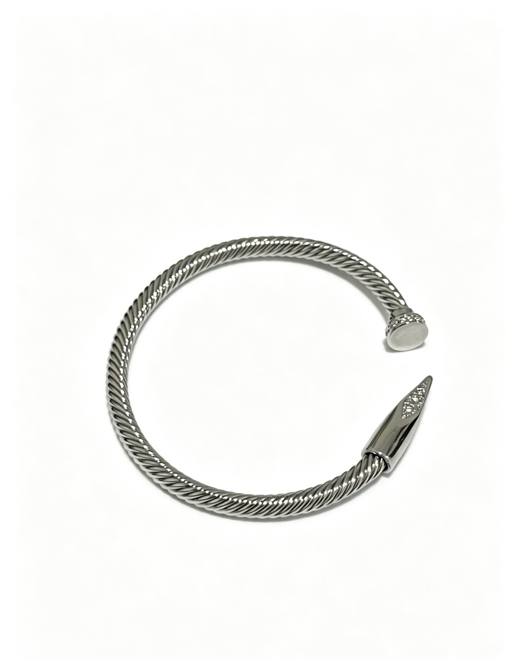 Cartier Silver Diamond-Encrusted Cuff Bracelet