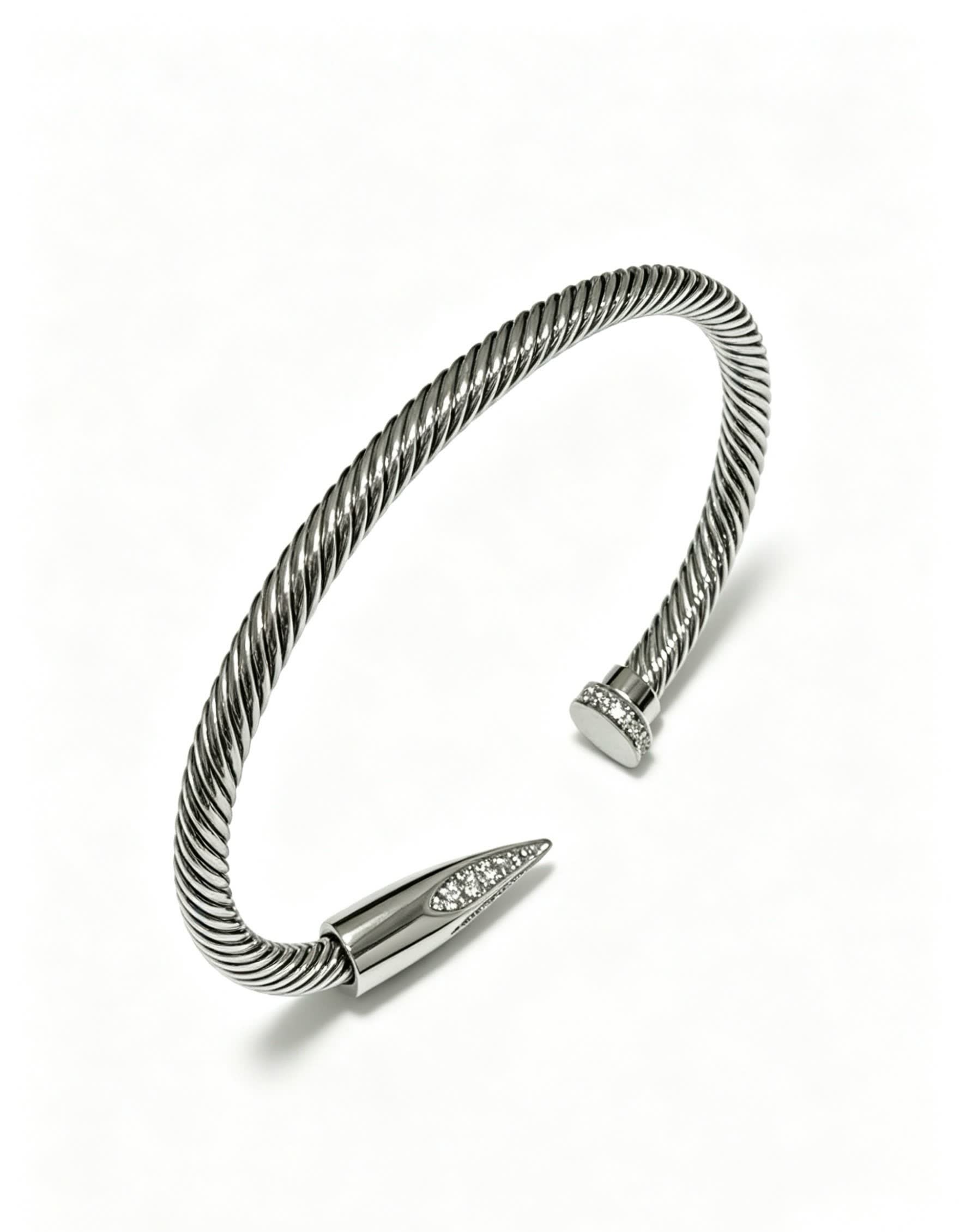 Cartier Silver Diamond-Encrusted Cuff Bracelet