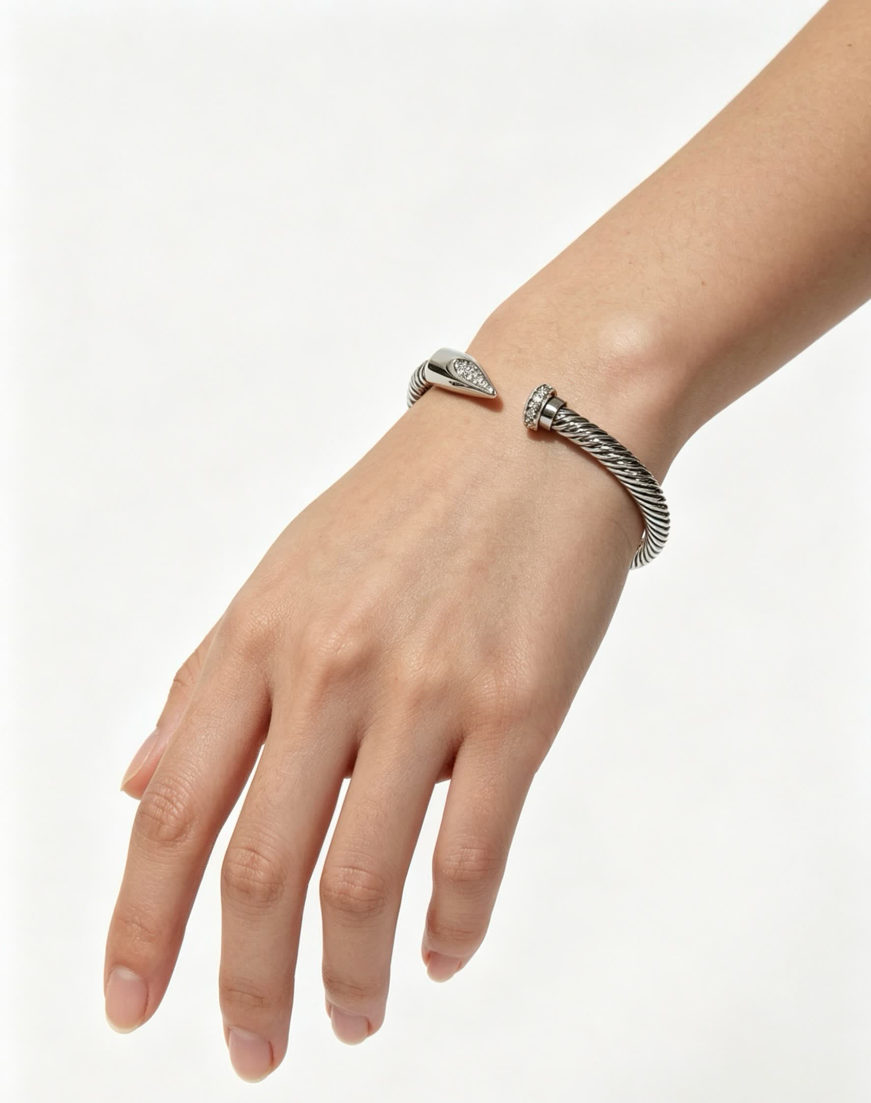 Cartier Silver Diamond-Encrusted Cuff Bracelet