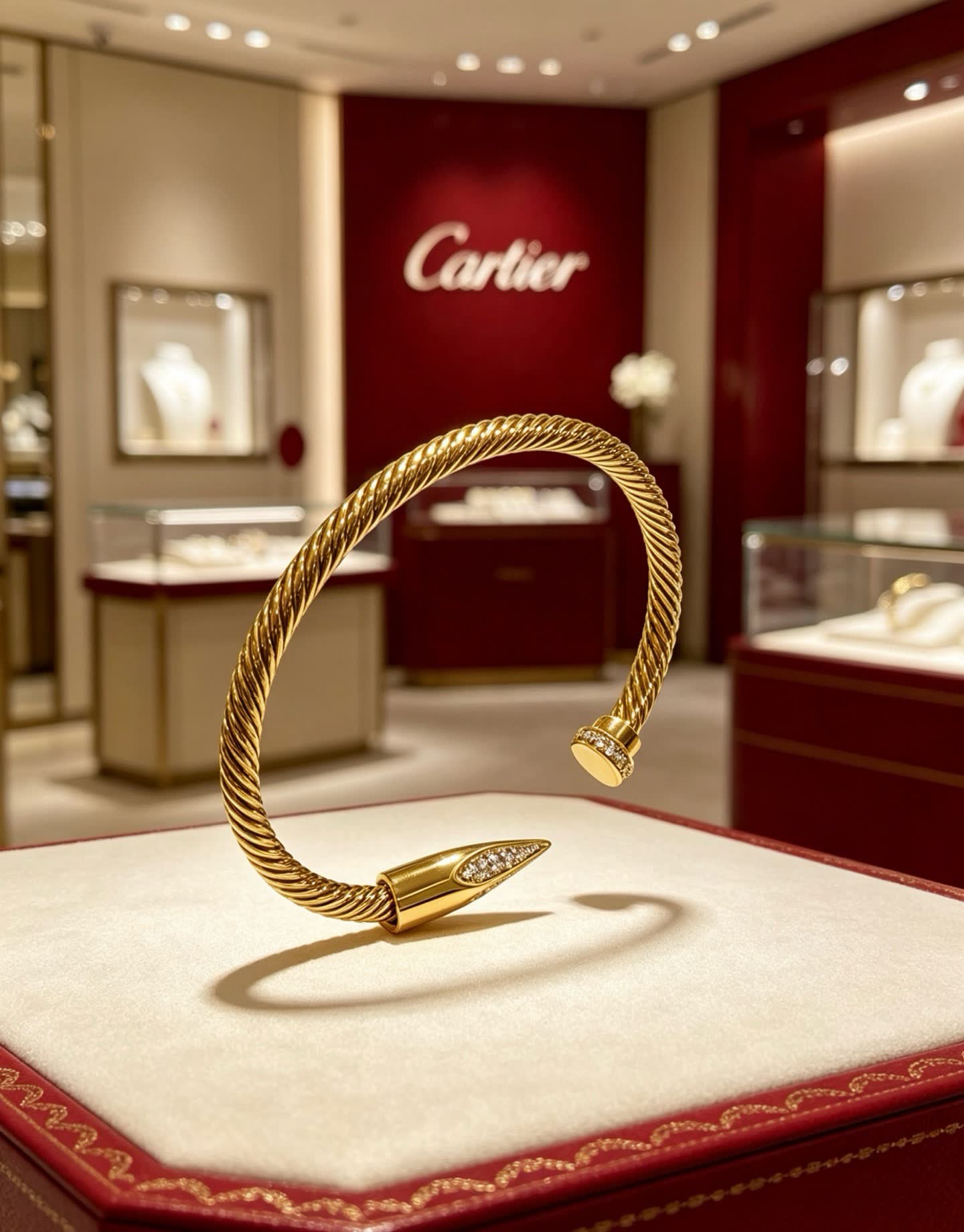 Cartier Gold-Tone Diamond Accent Cuff Bracelet