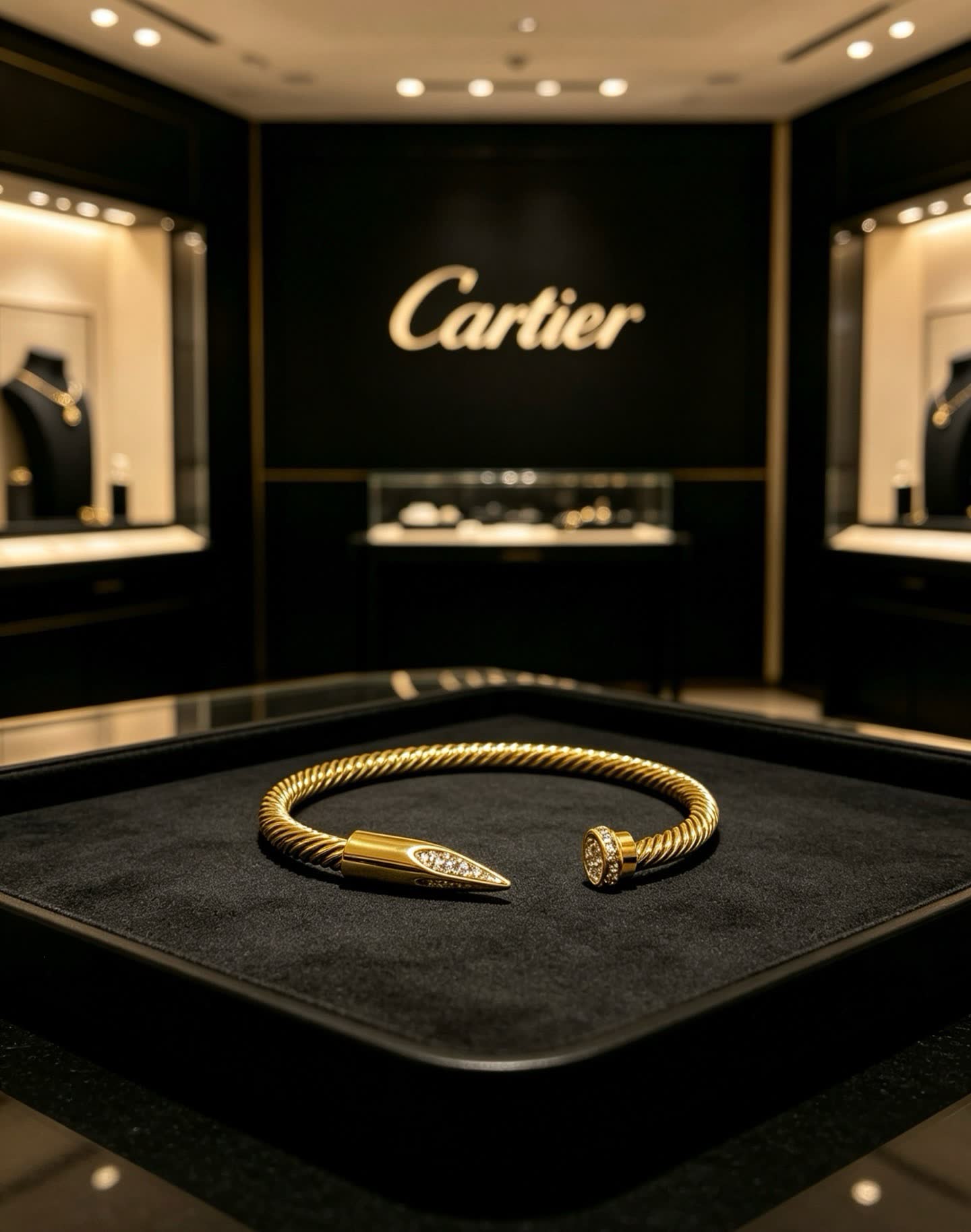 Cartier Gold-Tone Diamond Accent Cuff Bracelet