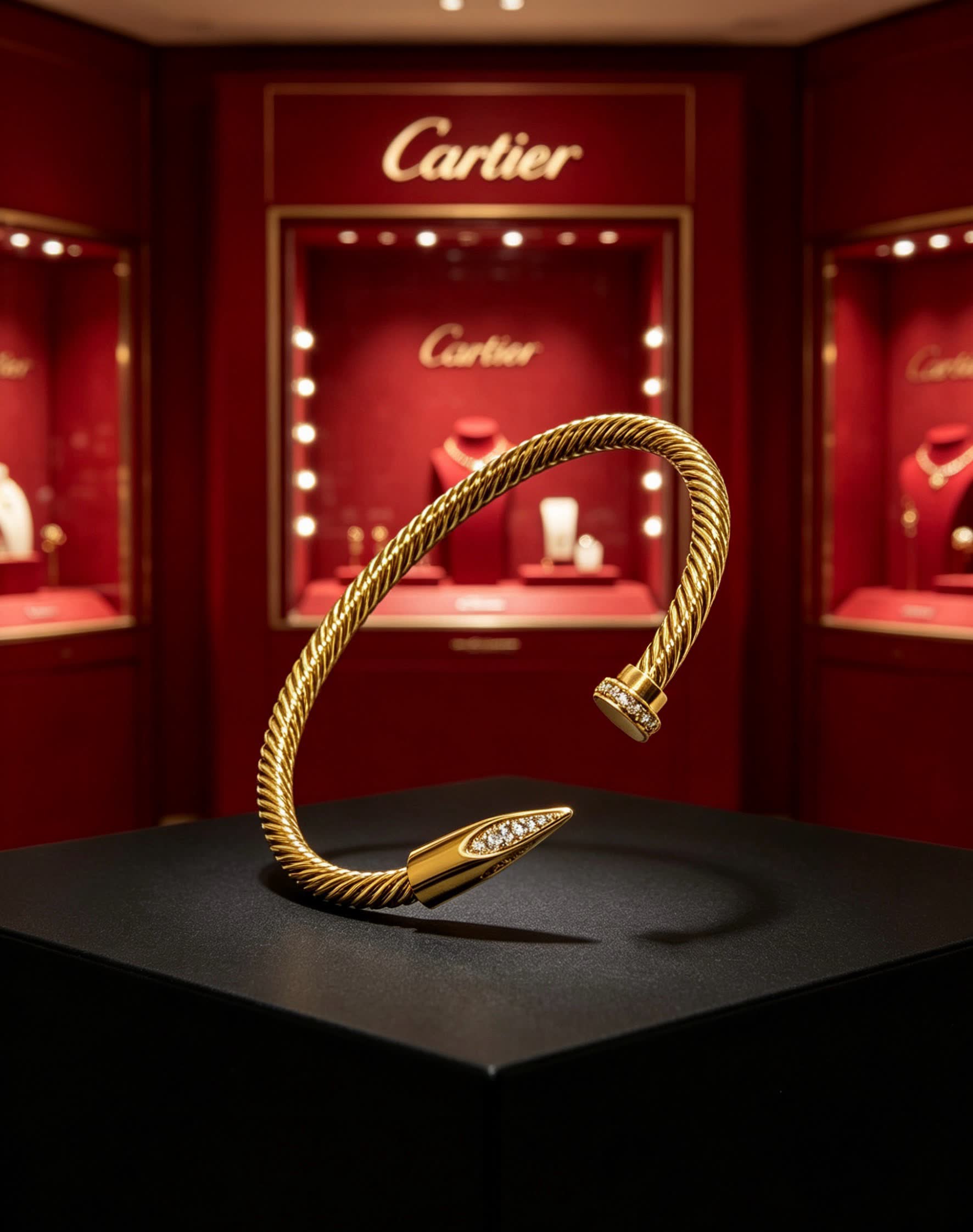 Cartier Gold-Tone Diamond Accent Cuff Bracelet