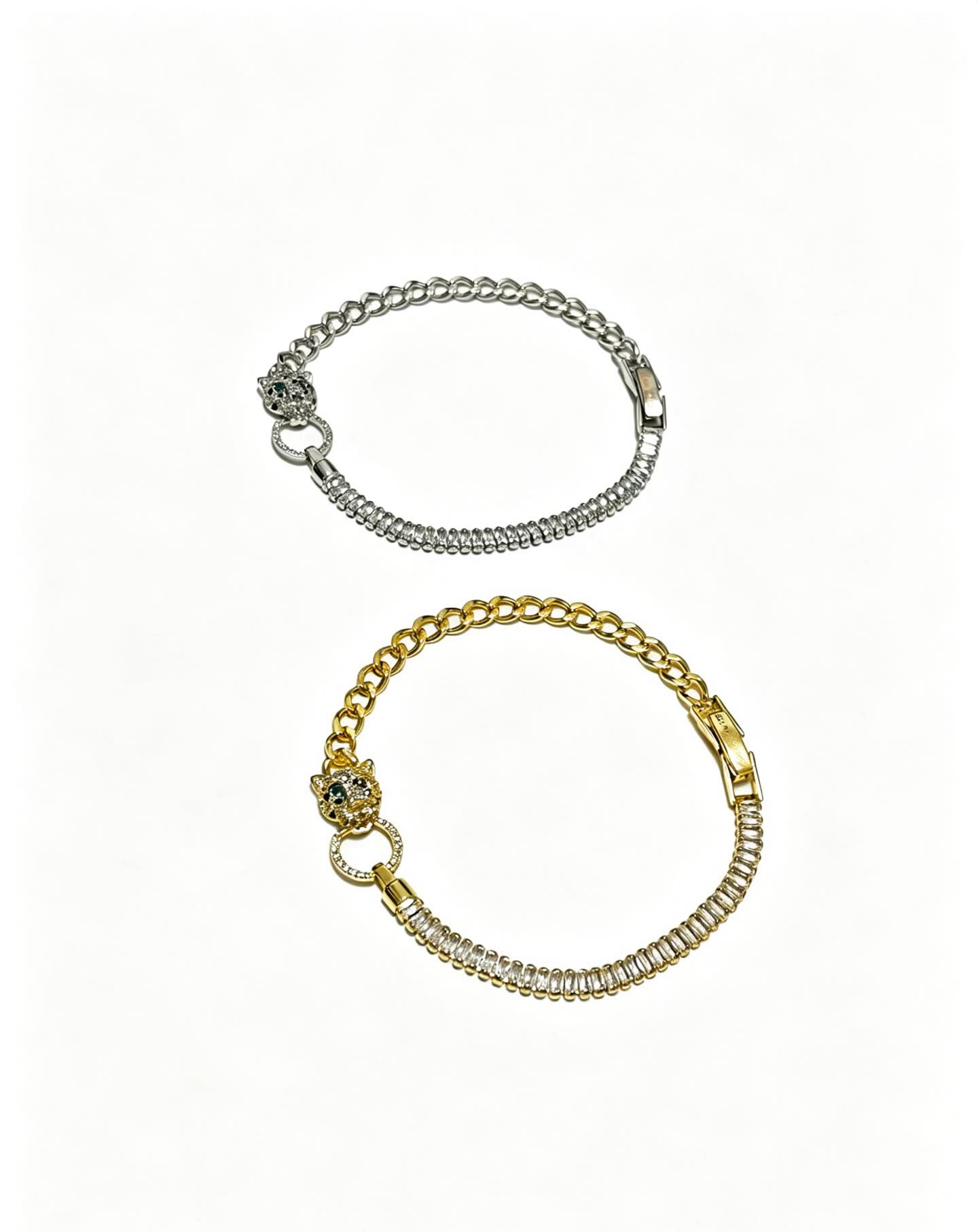 Cartier Silver Chain Bracelet with Leopard Clasp