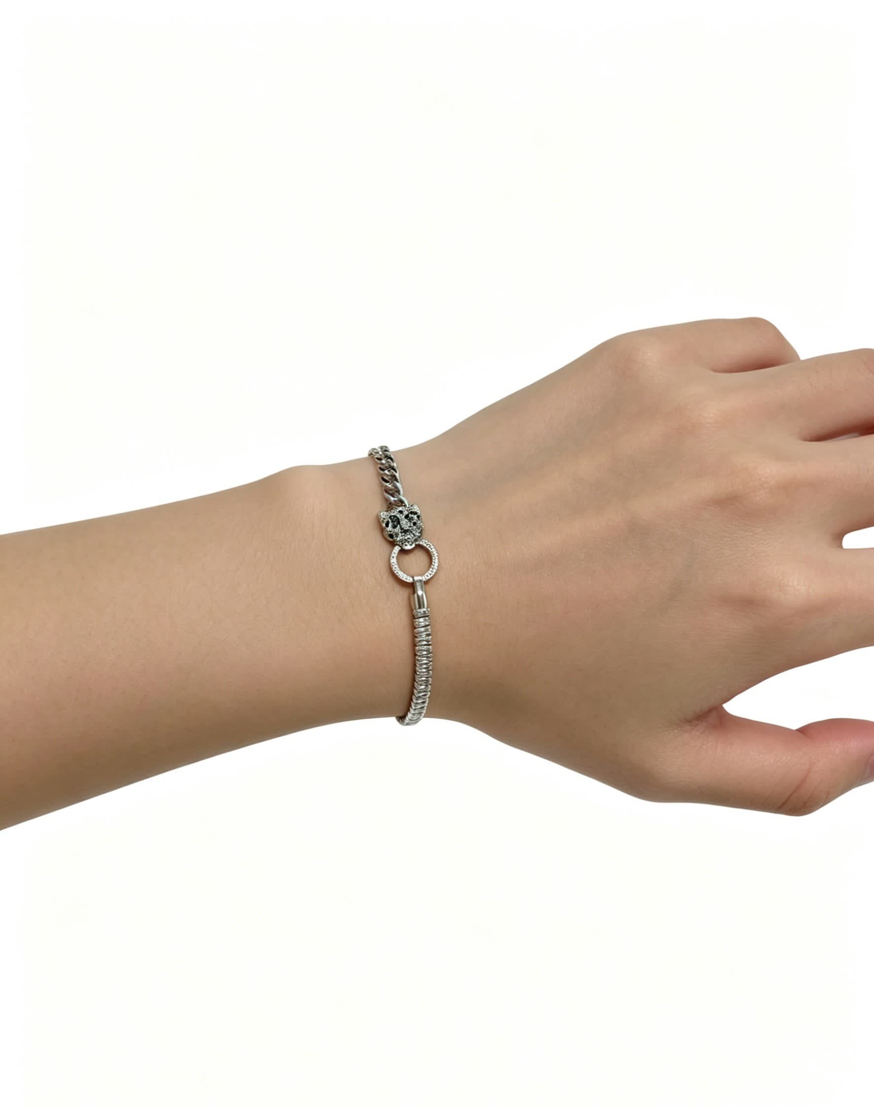 Cartier Silver Chain Bracelet with Leopard Clasp
