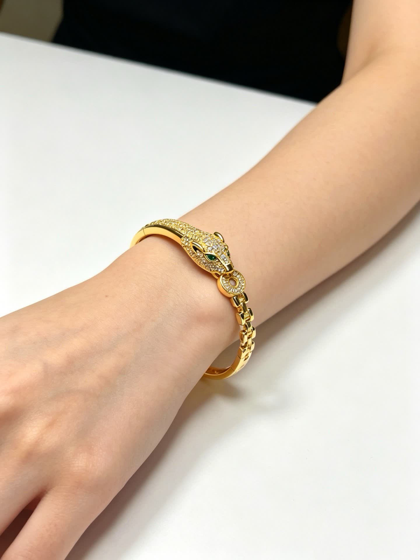 Cartier Gold Snake Head Bangle Bracelet