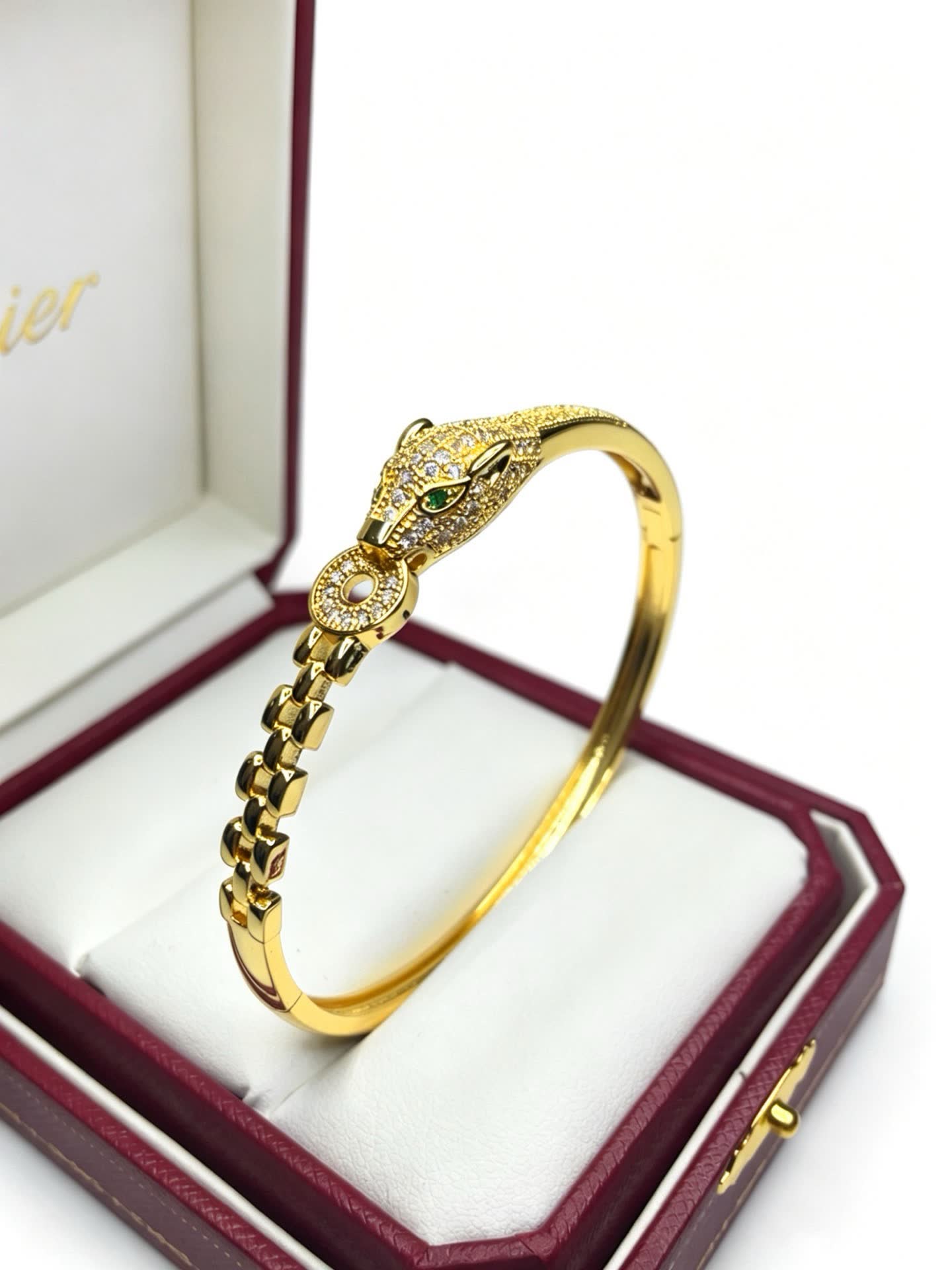 Cartier Gold Snake Head Bangle Bracelet