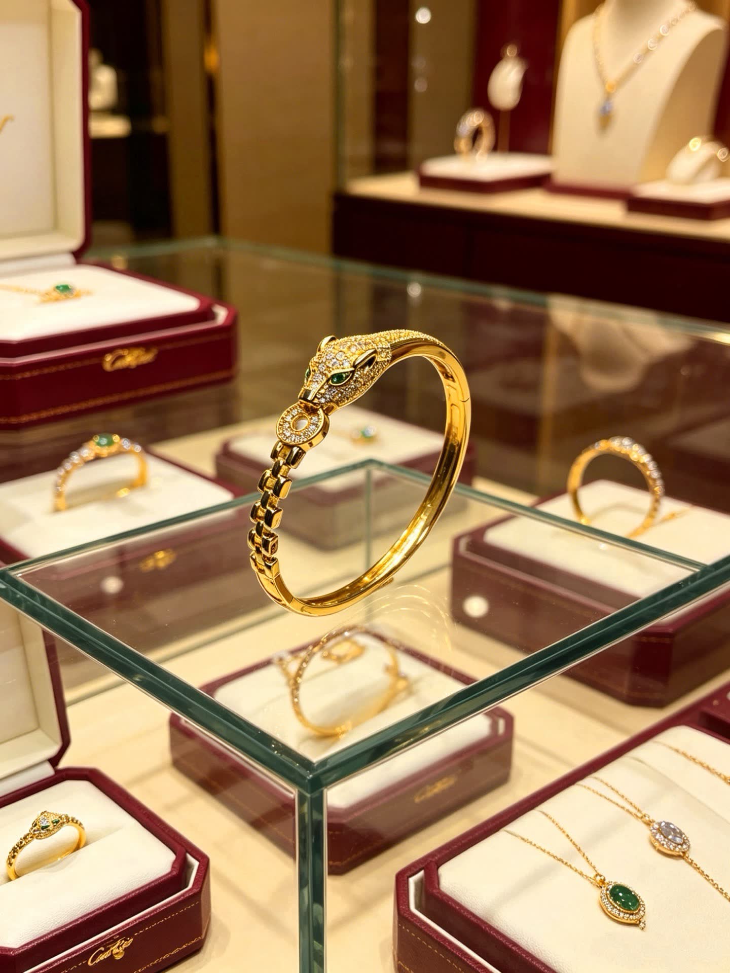 Cartier Gold Snake Head Bangle Bracelet
