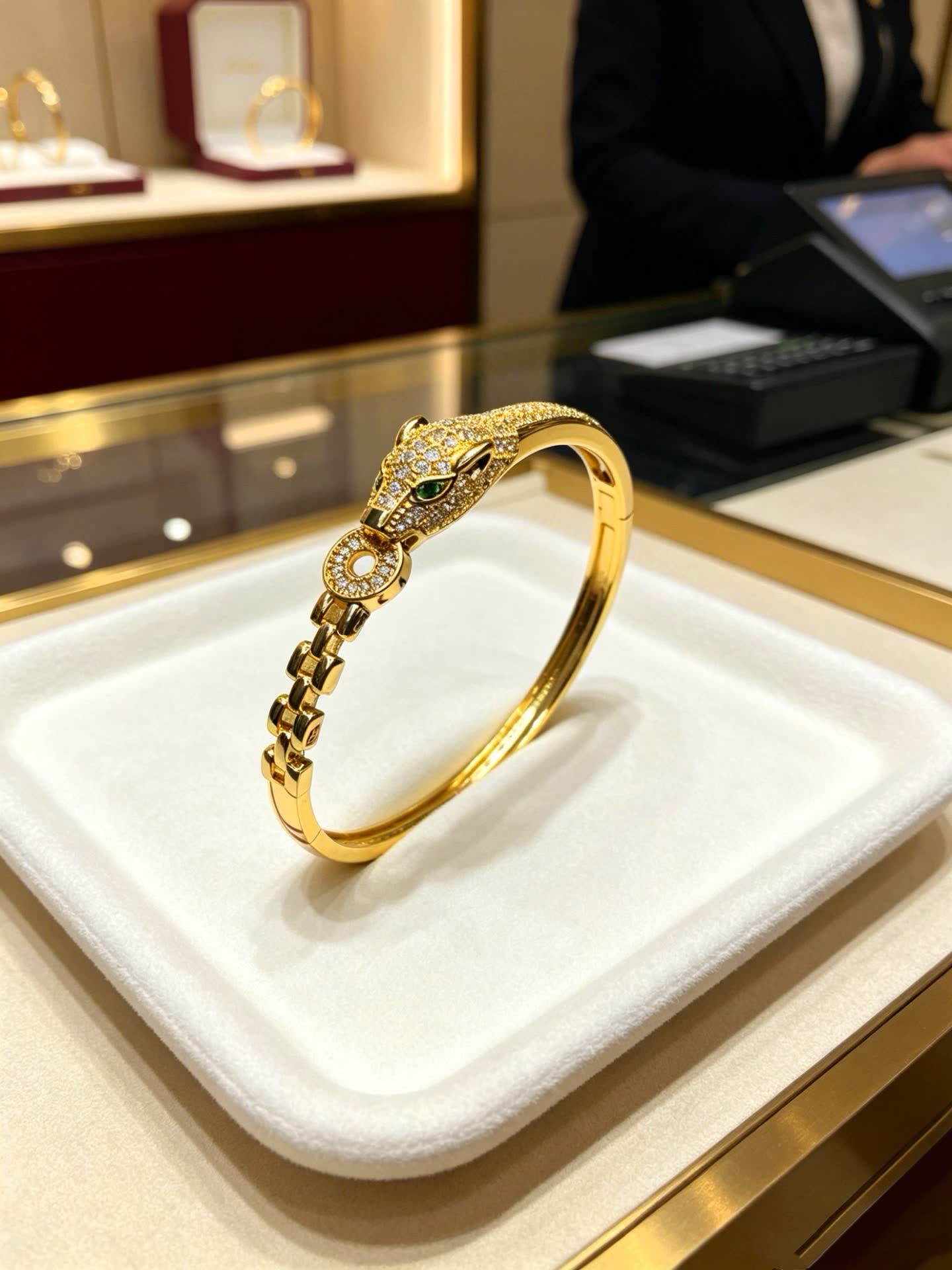 Cartier Gold Snake Head Bangle Bracelet