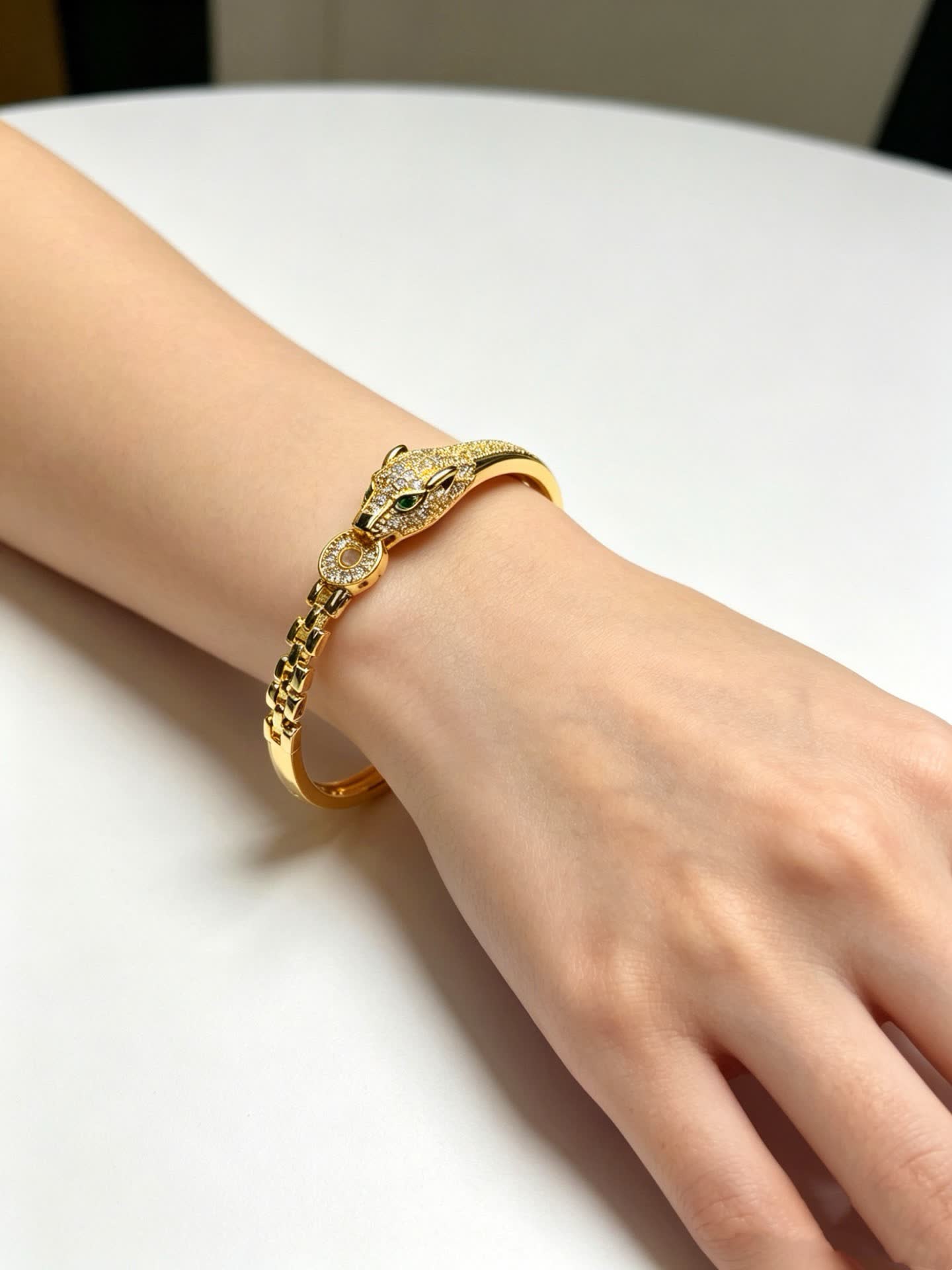 Cartier Gold Snake Head Bangle Bracelet