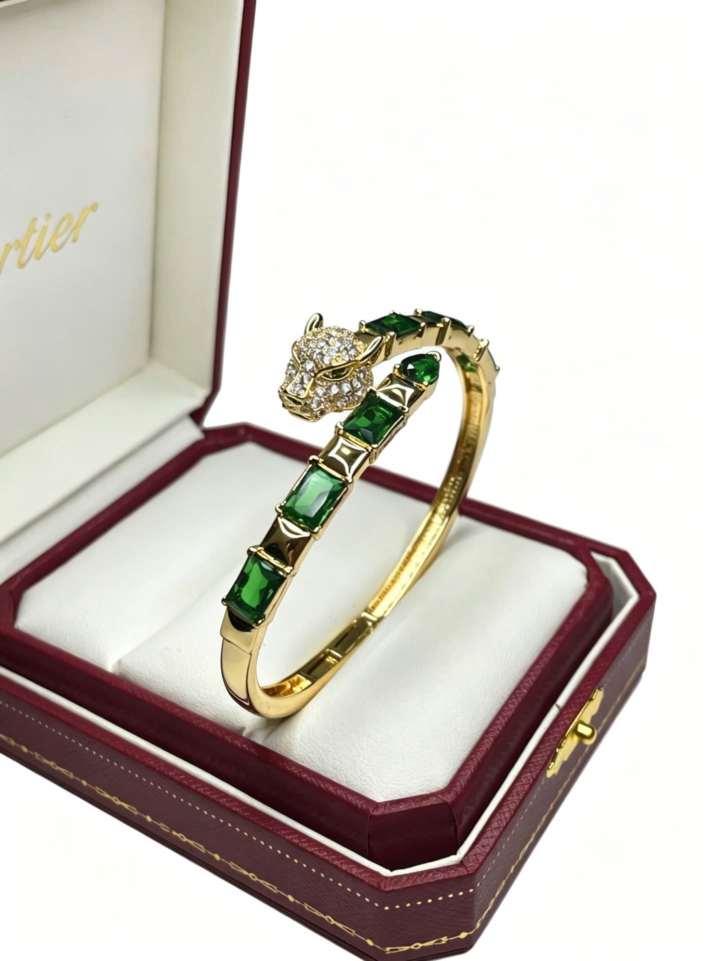Cartier Panthere Emerald and Diamond Bangle Bracelet