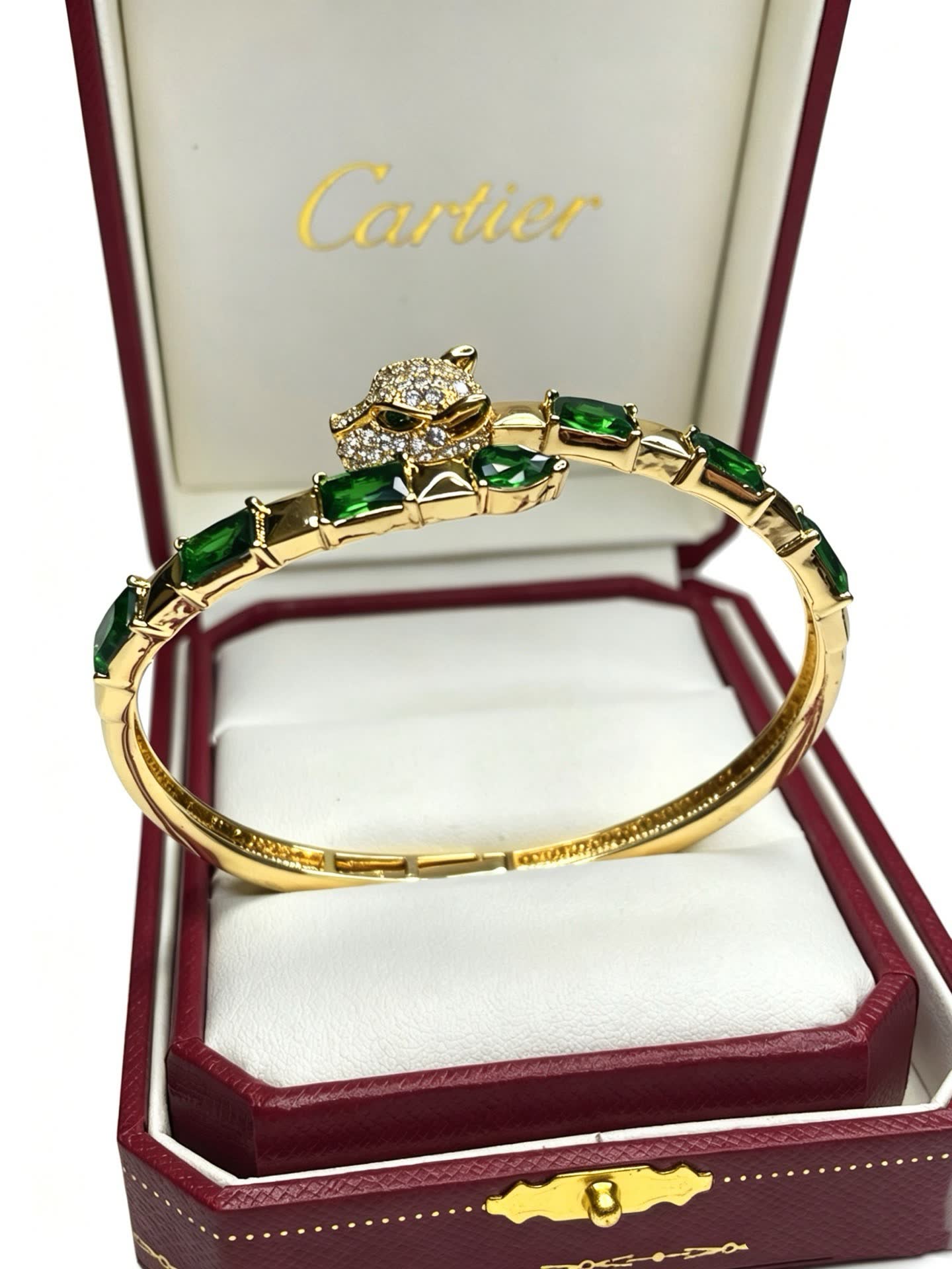 Cartier Panthere Emerald and Diamond Bangle Bracelet