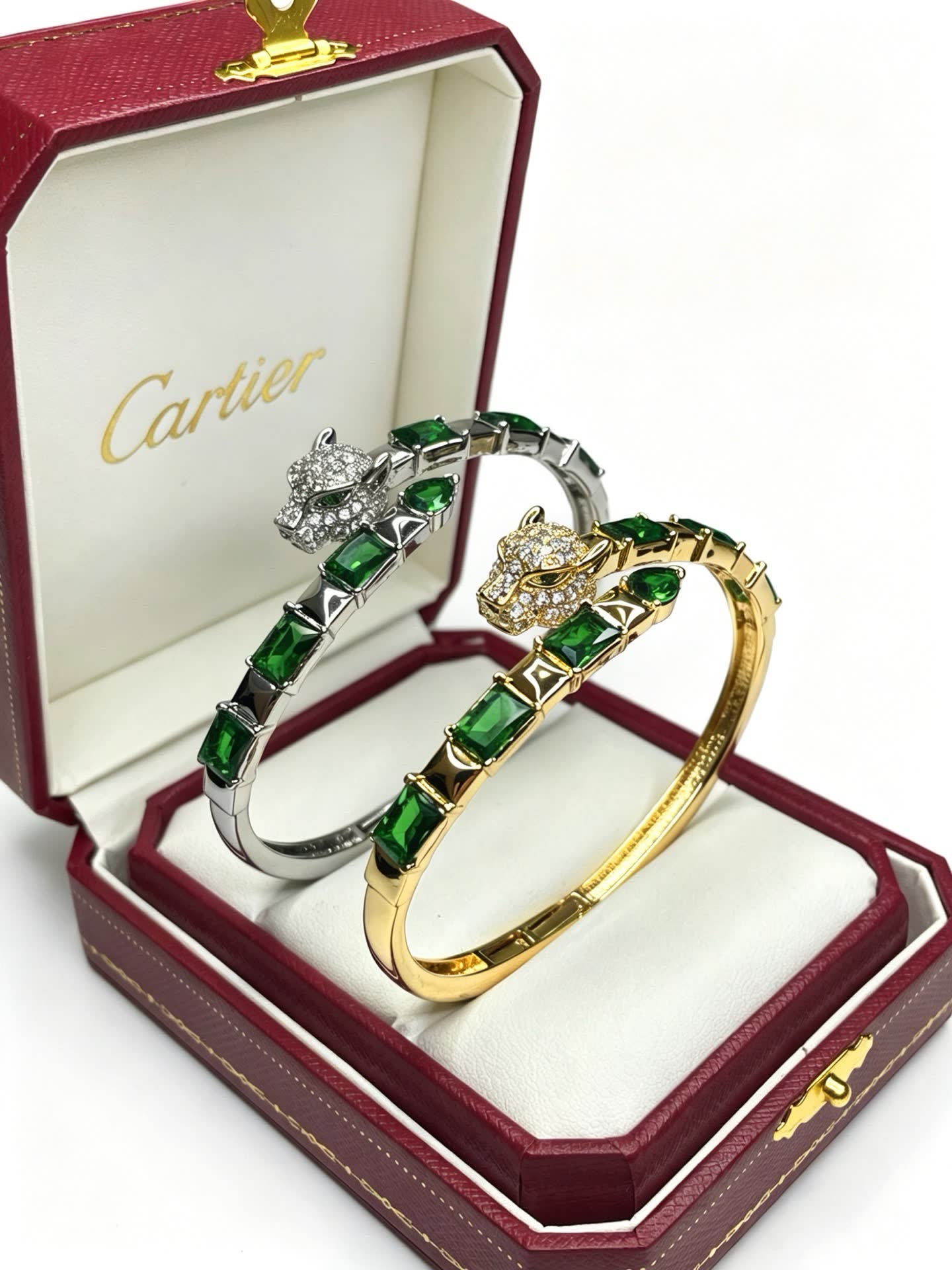 Cartier Panthere Emerald and Diamond Bangle Bracelet