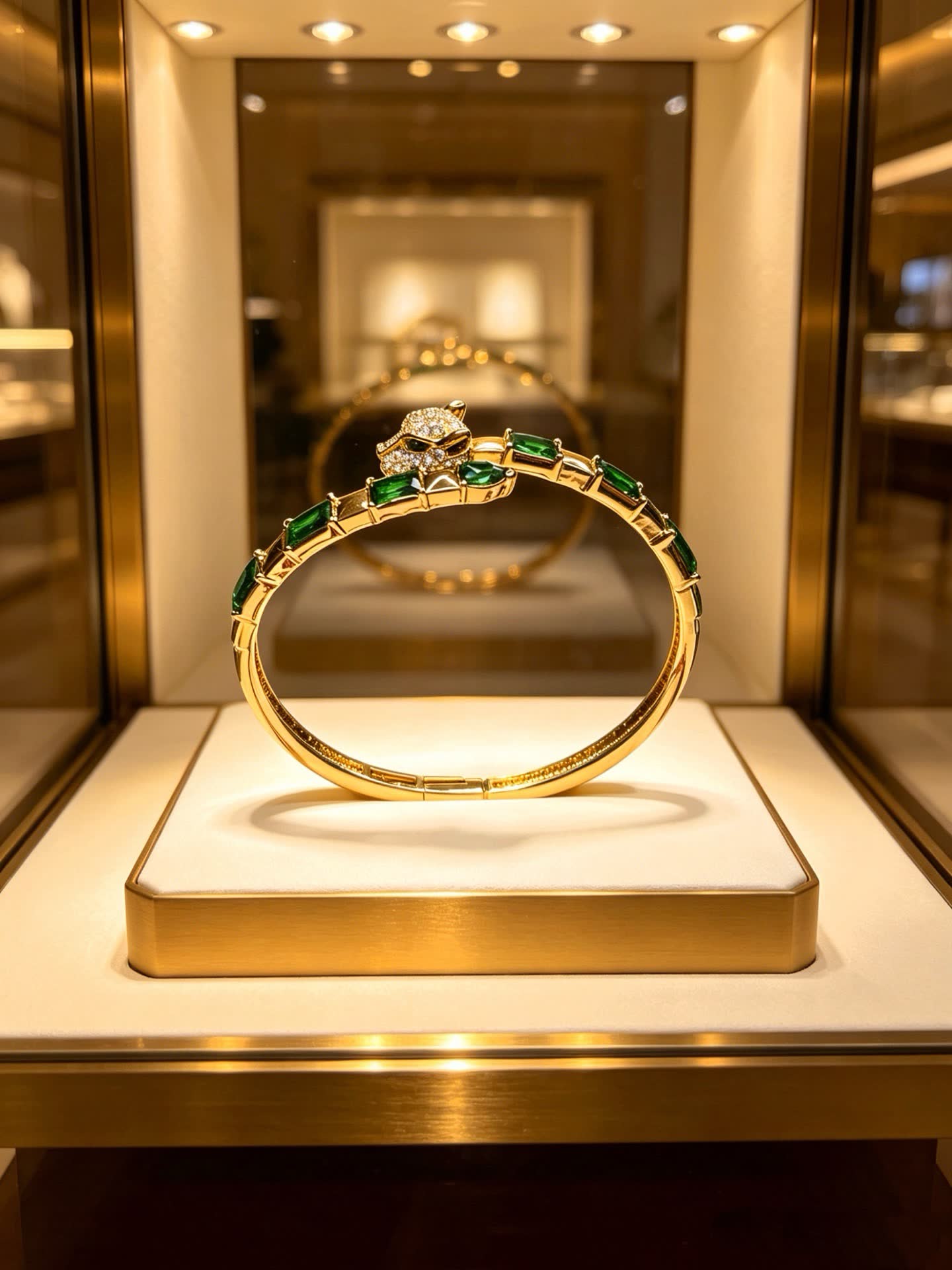 Cartier Panthere Emerald and Diamond Bangle Bracelet