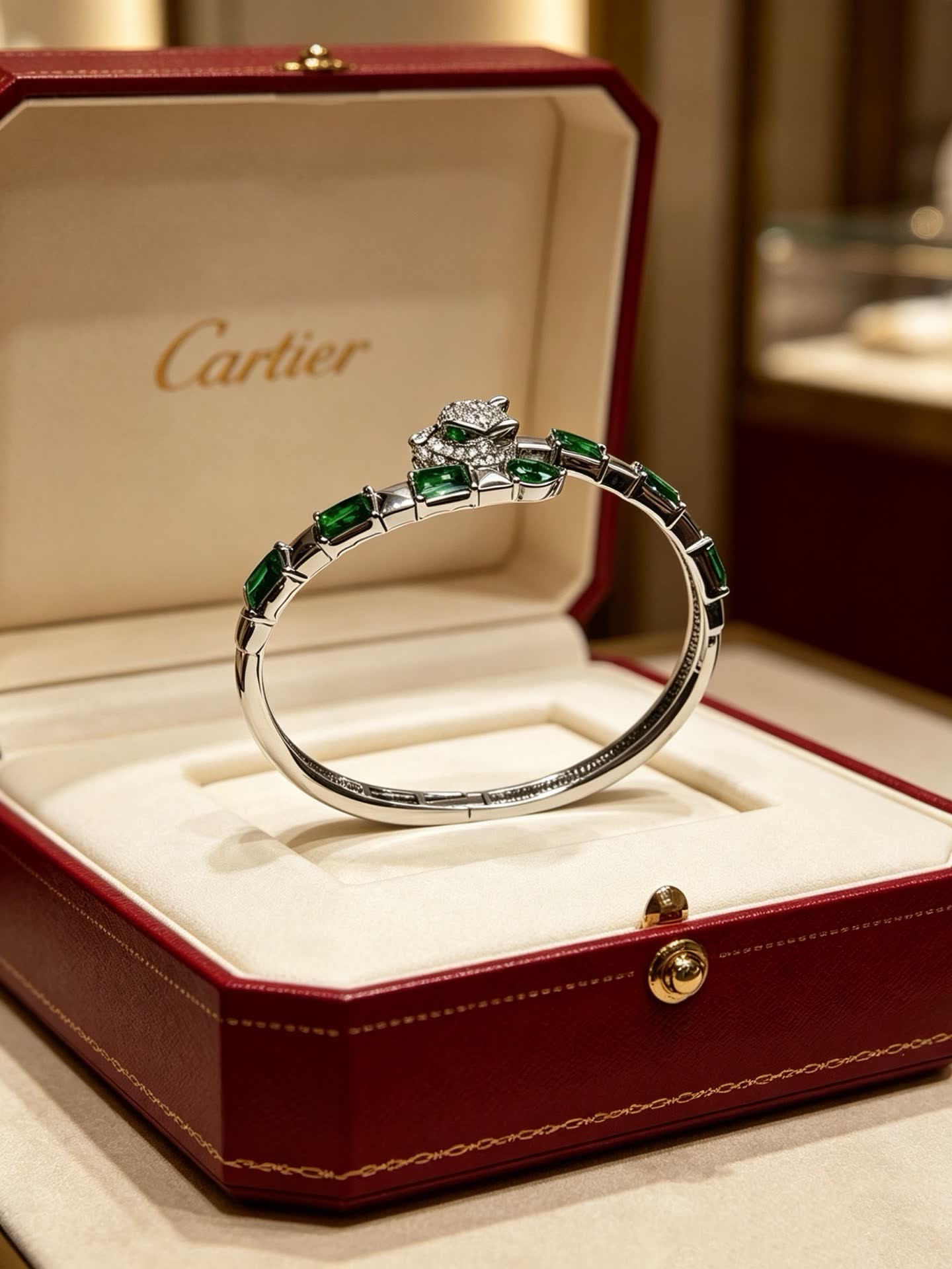 Cartier Emerald and Diamond Bangle Bracelet