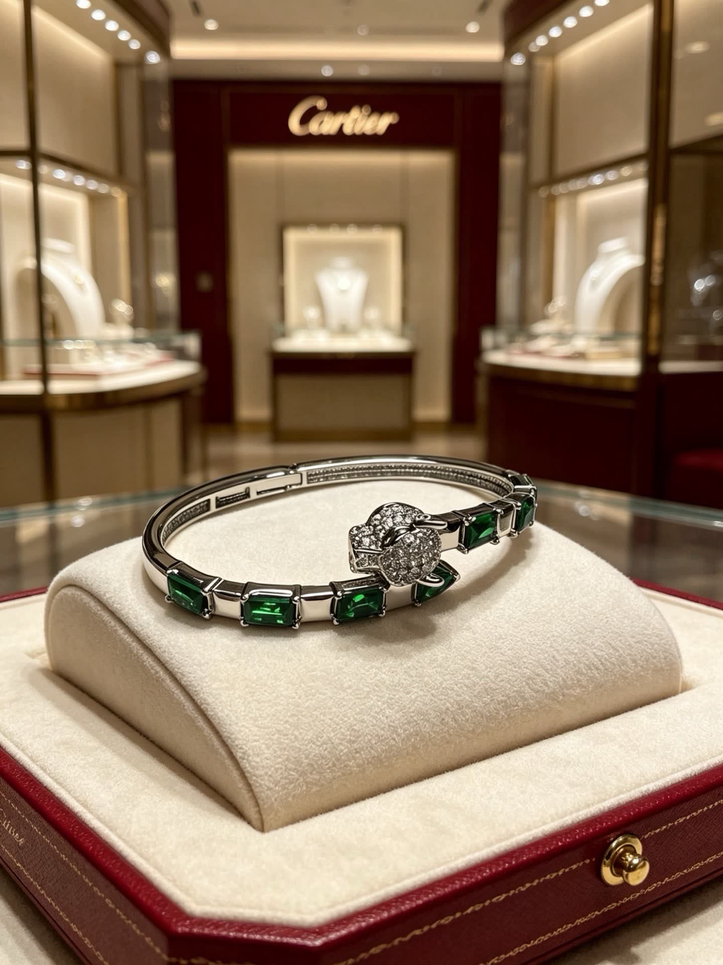 Cartier Emerald and Diamond Bangle Bracelet