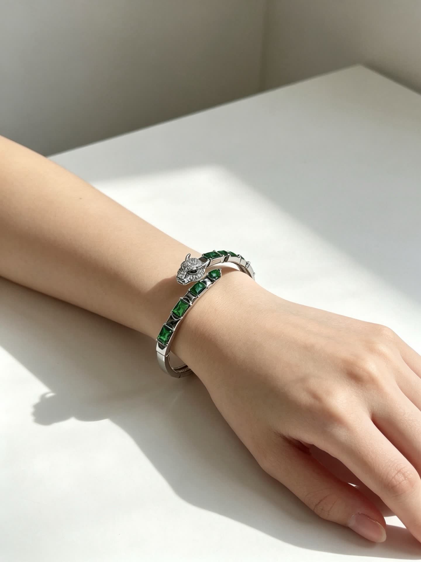 Cartier Emerald and Diamond Bangle Bracelet