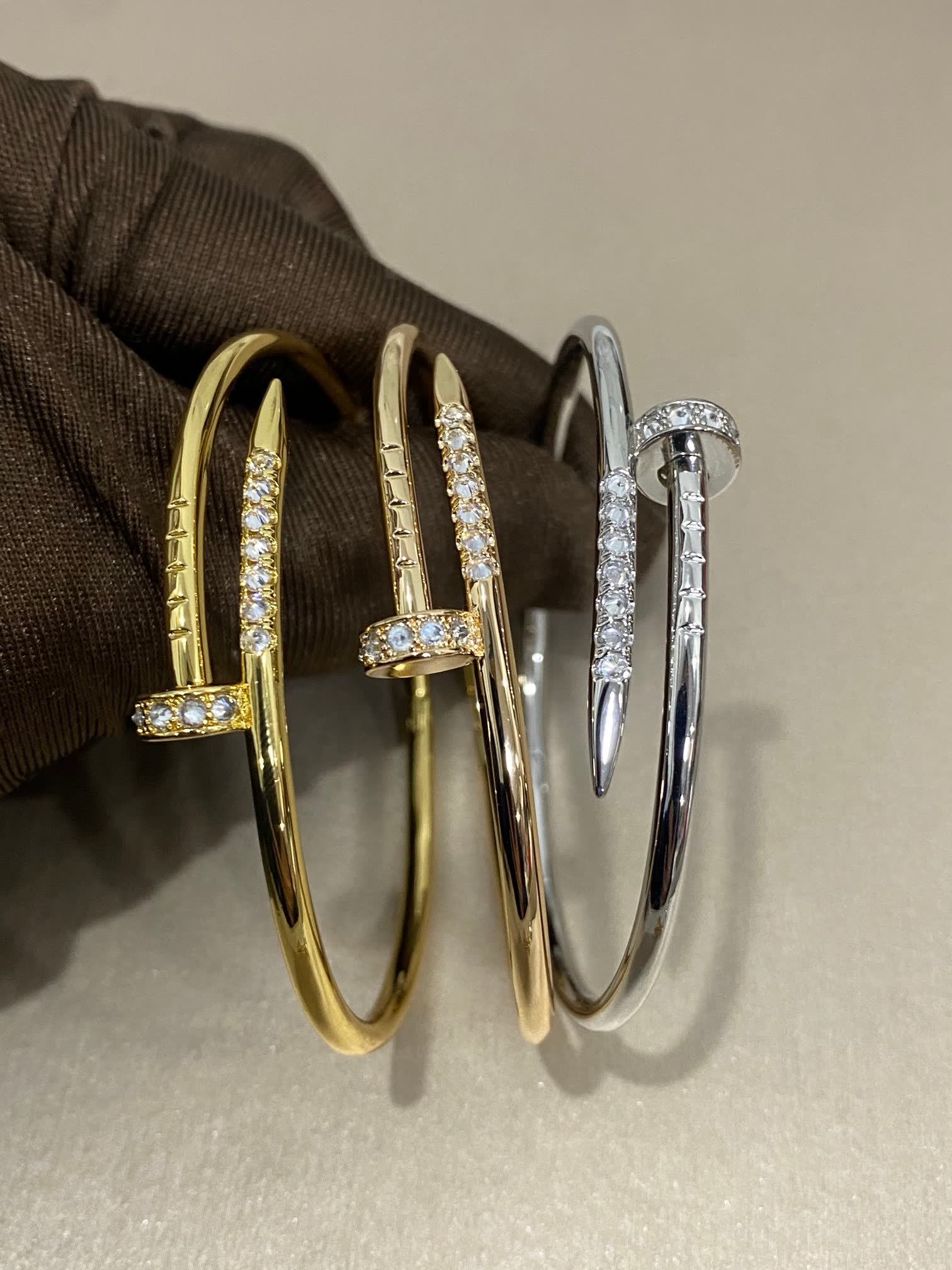 Cartier Elegant Gold and Silver Bangle Bracelets with Gemstones Cartier Elegant Gold and Silver Bangle Bracelets with Gemstones
