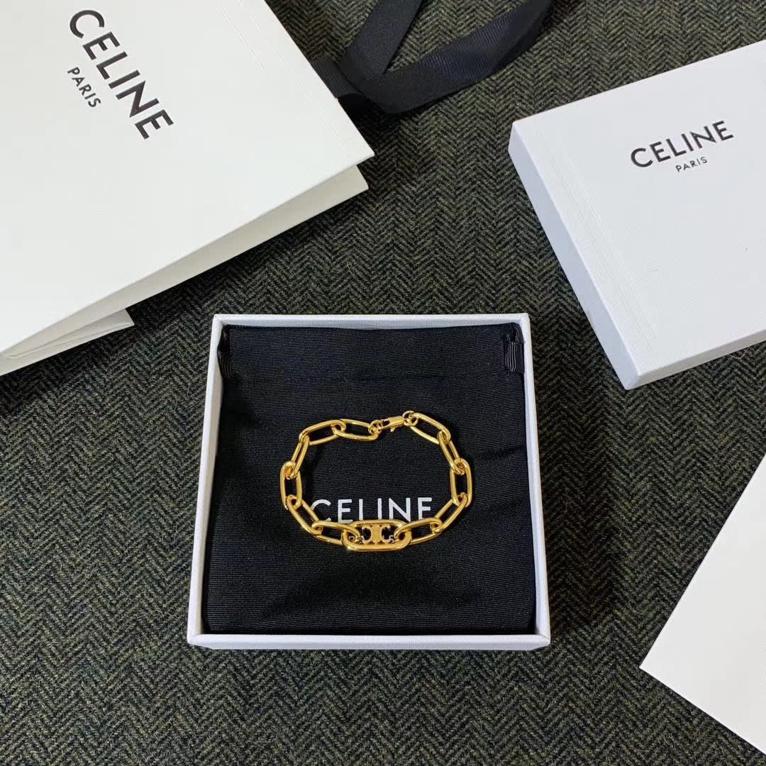 Celine Paris Gold Tone Link Bracelet