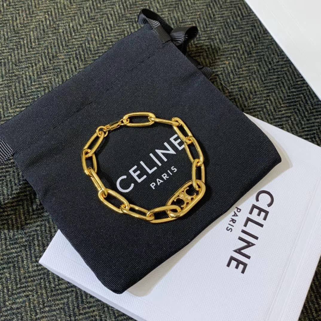 Celine Paris Gold Tone Link Bracelet