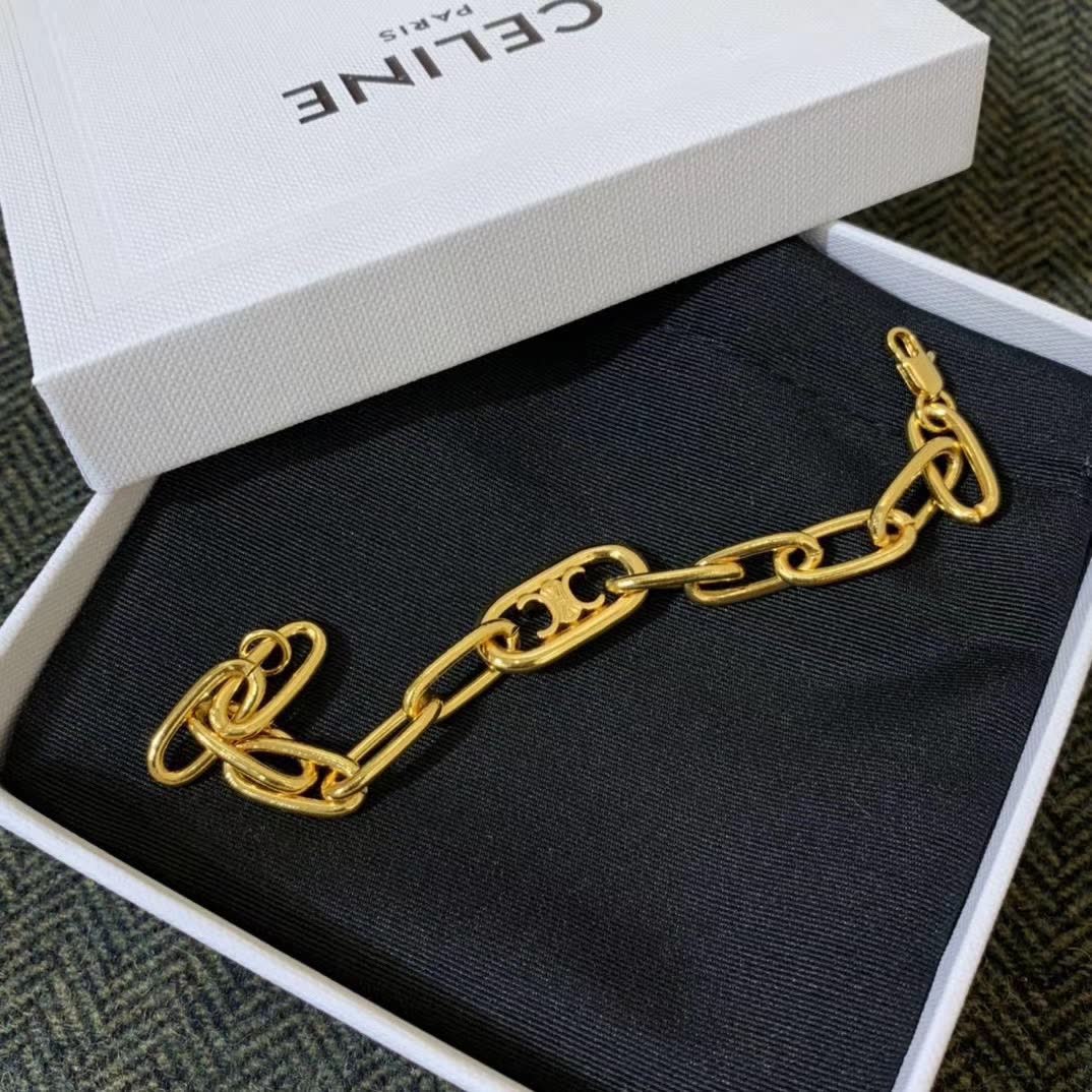 Celine Paris Gold Tone Link Bracelet