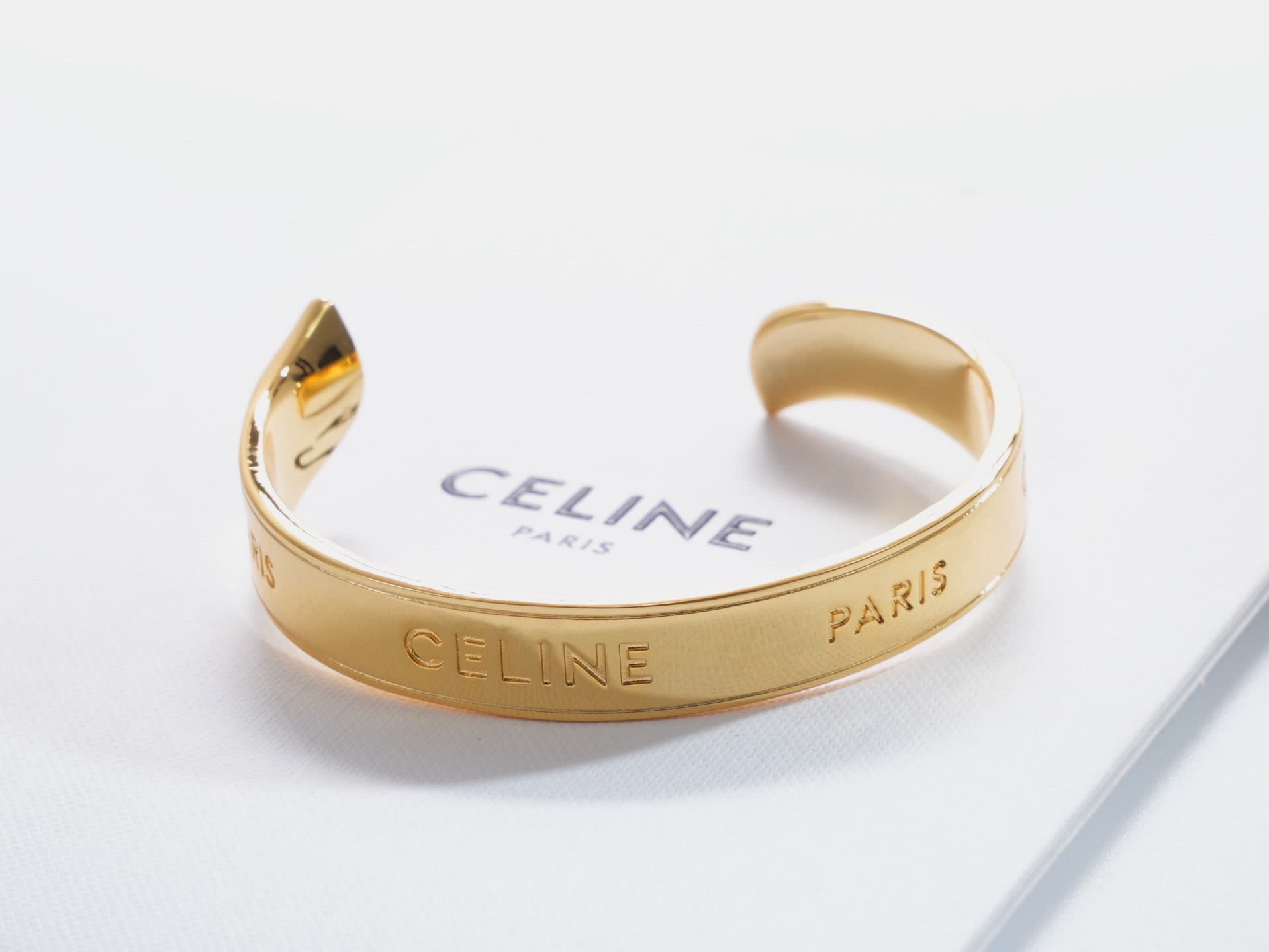 Celine Paris Gold Tone Cuff Bracelet