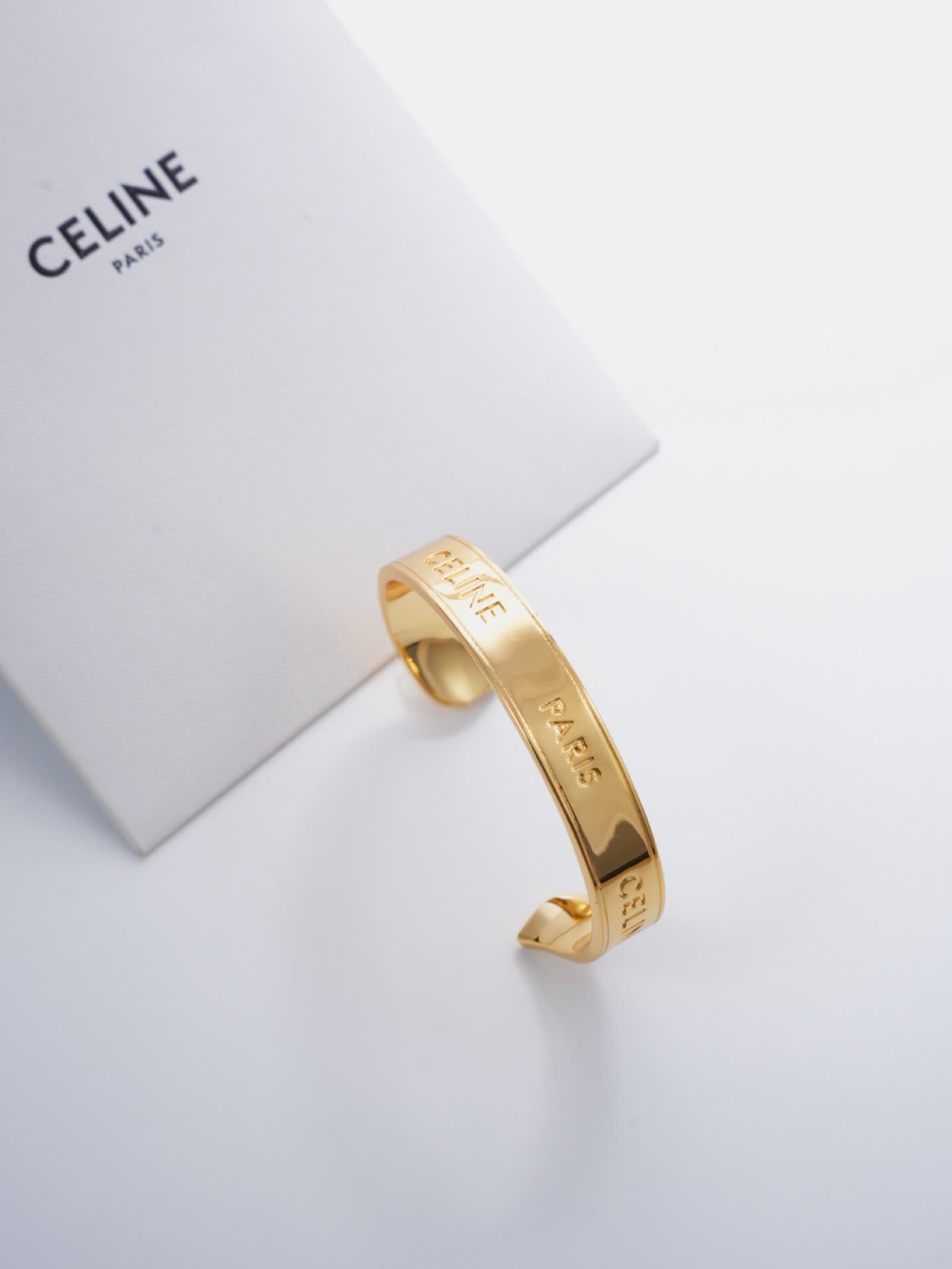 Celine Paris Gold Tone Cuff Bracelet