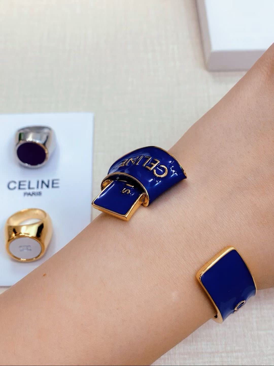 Celine Paris Blue Enamel Bracelet