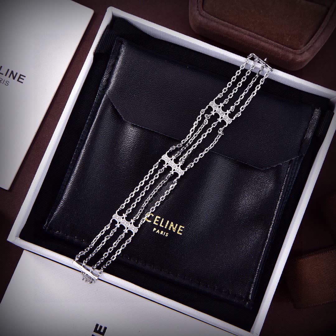 Celine Triomphe Multi Silver Tone Face Copper Bracelet