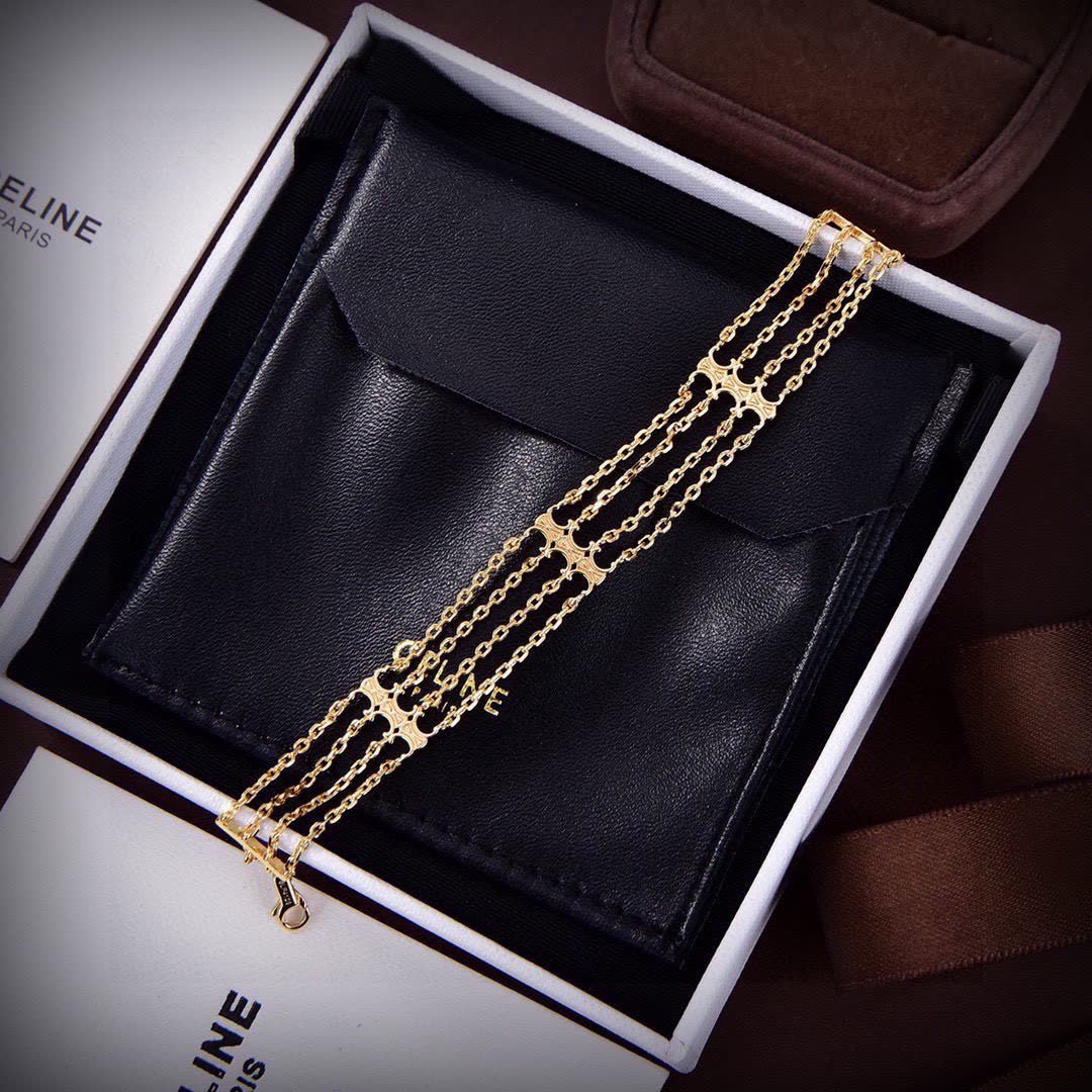 Celine Triomphe Multi Silver Tone Face Copper Bracelet