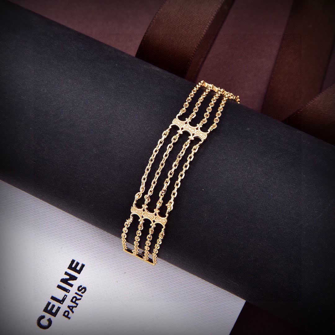 Celine Triomphe Multi Silver Tone Face Copper Bracelet