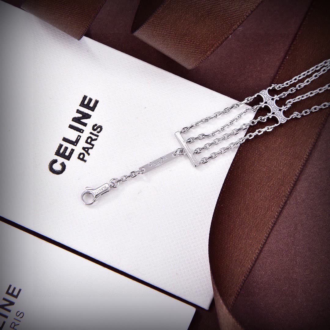 Celine Triomphe Multi Silver Tone Face Copper Bracelet