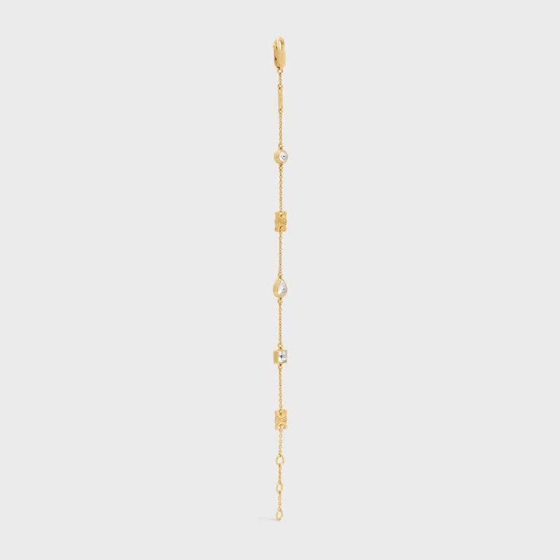 Celine Gold Tone Crystal Link Bracelet