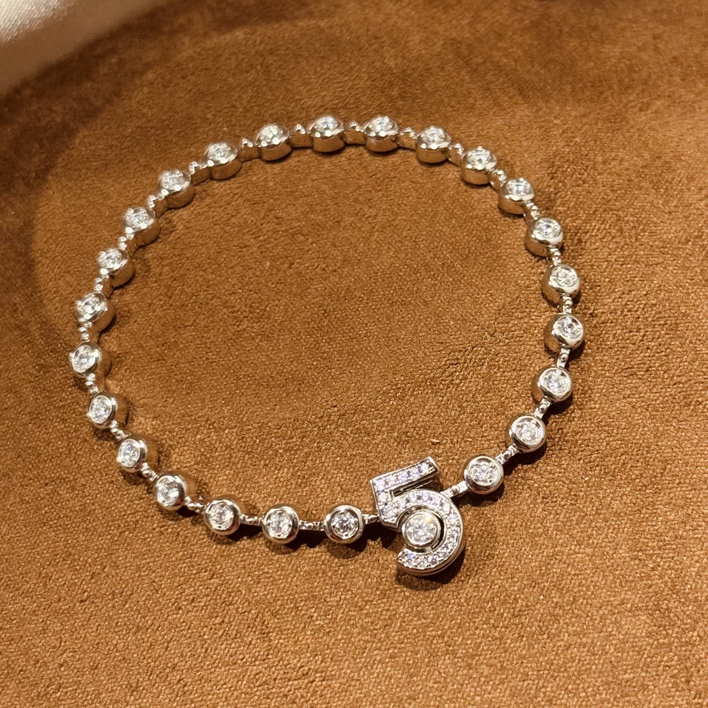 Chanel Elegant Diamond Bracelet with '5' Charm