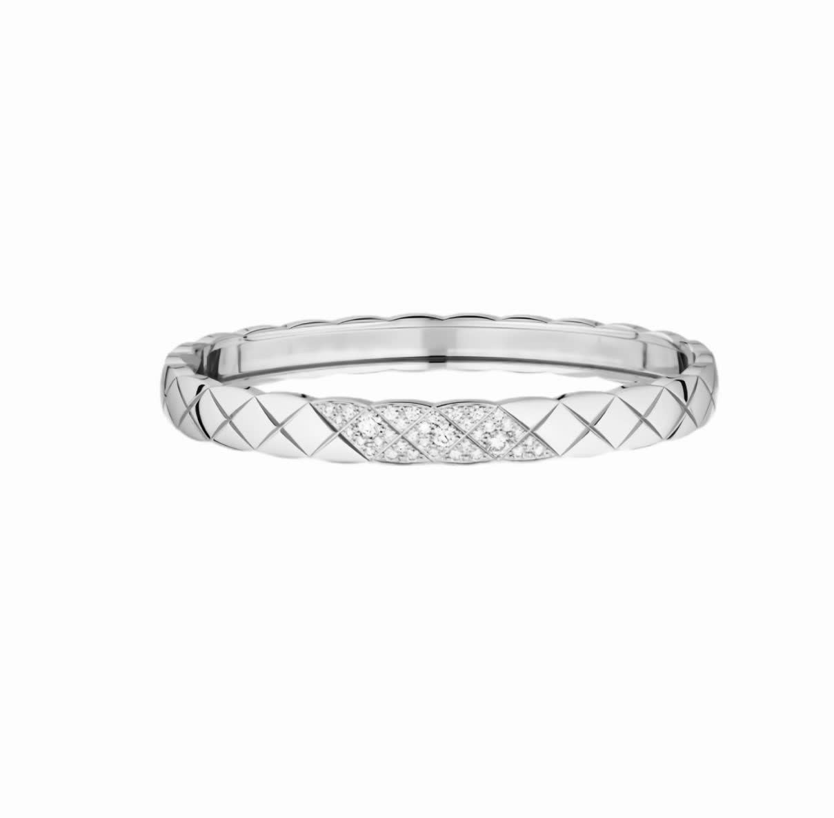 Elegant Silver Bangle Bracelet with Diamond Accents Elegant Silver Bangle Bracelet with Diamond Accents