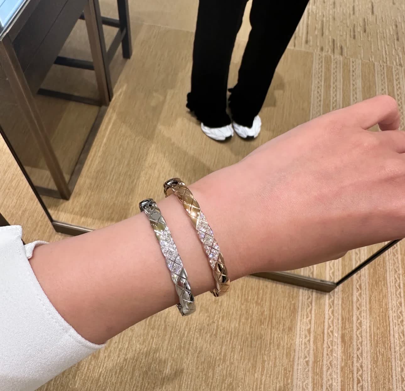 Elegant Silver Bangle Bracelet with Diamond Accents Elegant Silver Bangle Bracelet with Diamond Accents