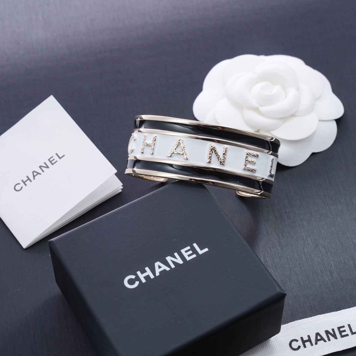 Chanel Logo Enamel Cuff Bracelet