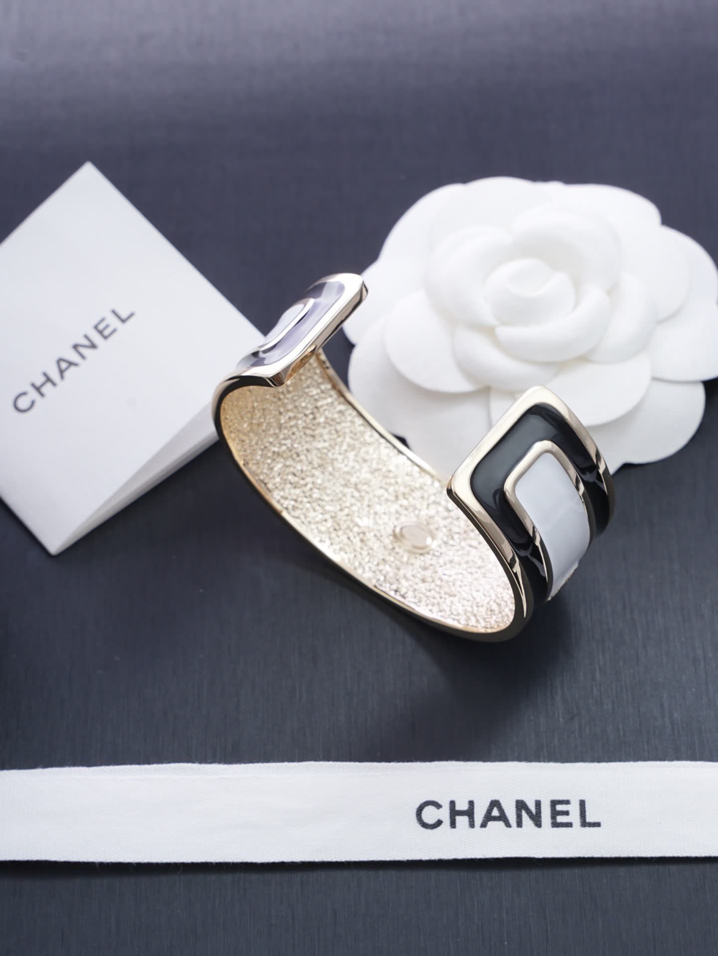 Chanel Logo Enamel Cuff Bracelet
