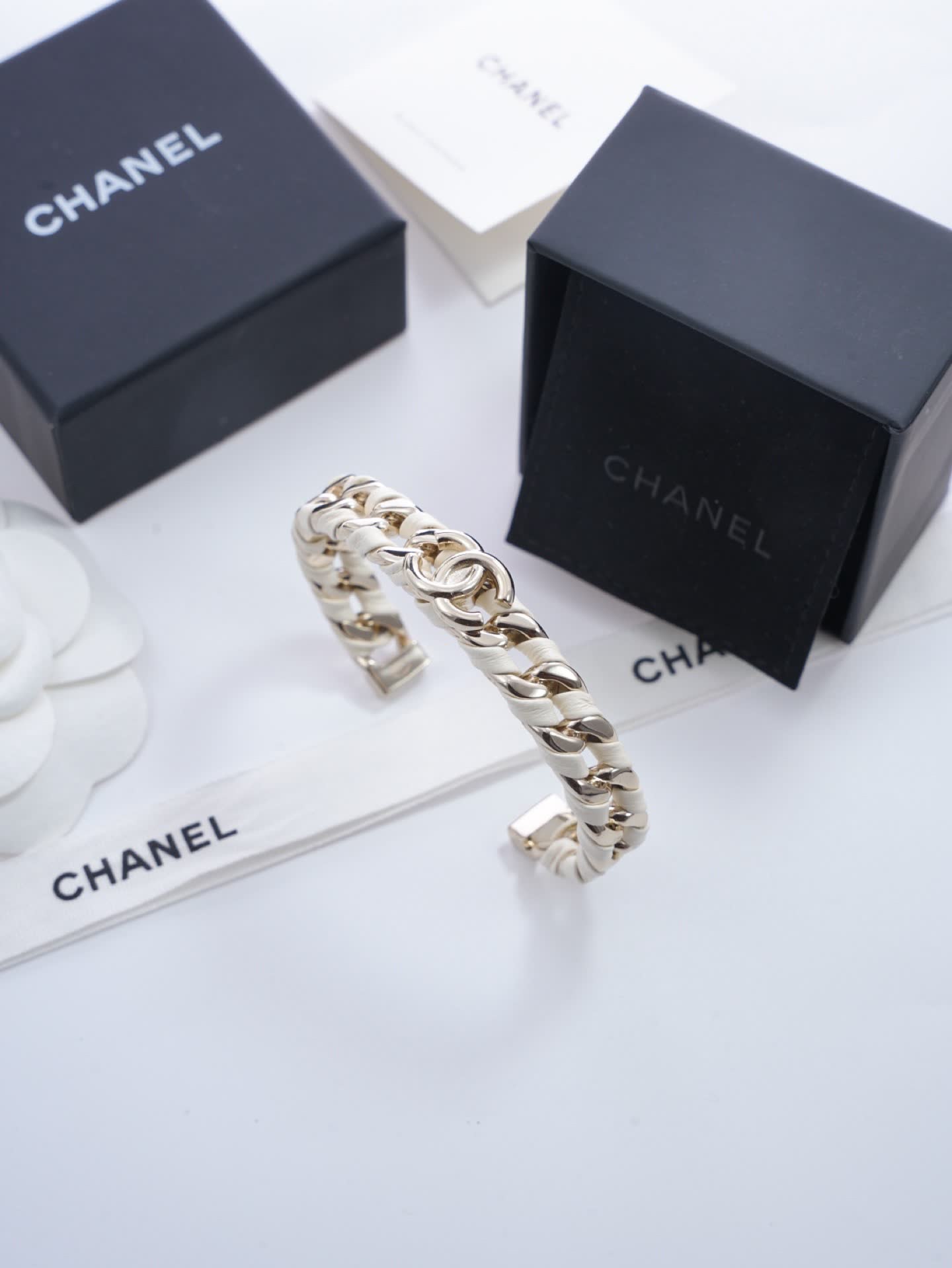 Chanel Gold Tone Chain Link Bracelet
