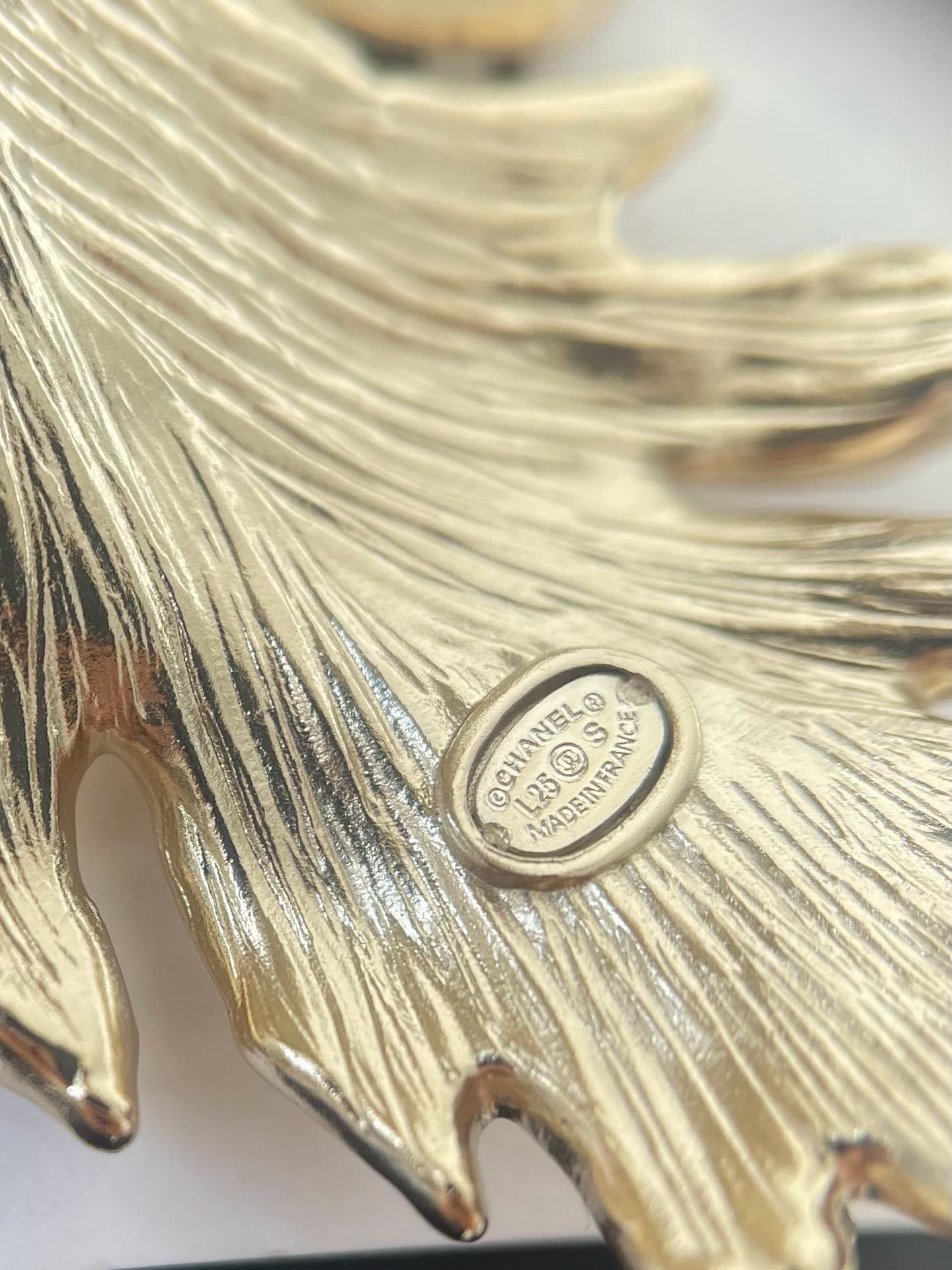 Chanel Gold Feather Bracelet with Rhinestones