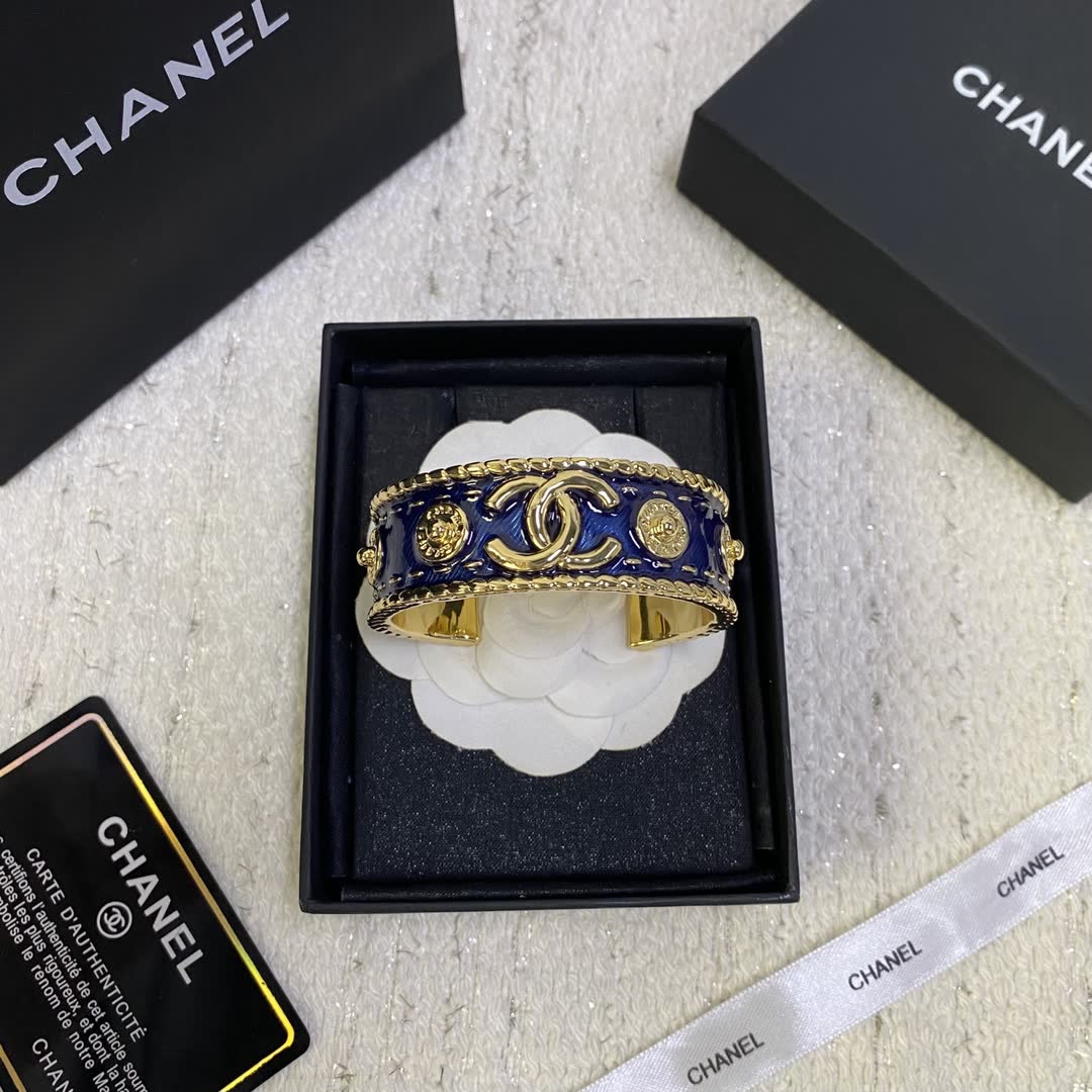 Chanel Blue Enamel Cuff Bracelet Chanel Blue Enamel Cuff Bracelet