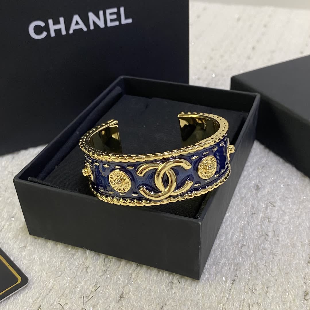 Chanel Blue Enamel Cuff Bracelet