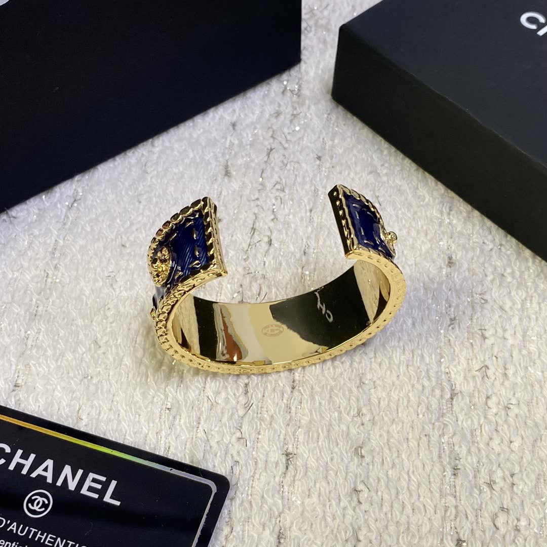 Chanel Blue Enamel Cuff Bracelet