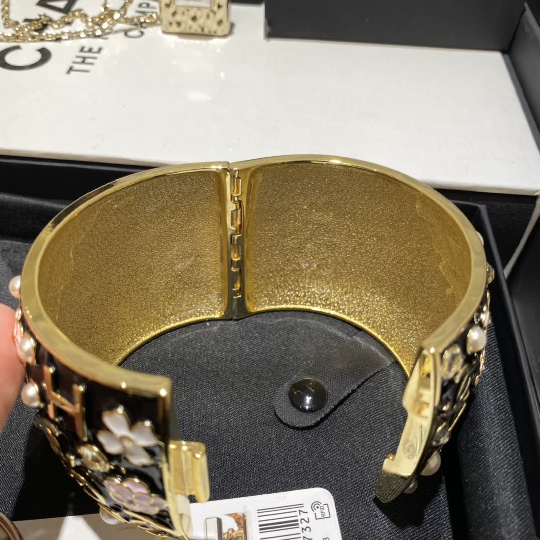 Chanel Black and Gold Enamel Bracelet